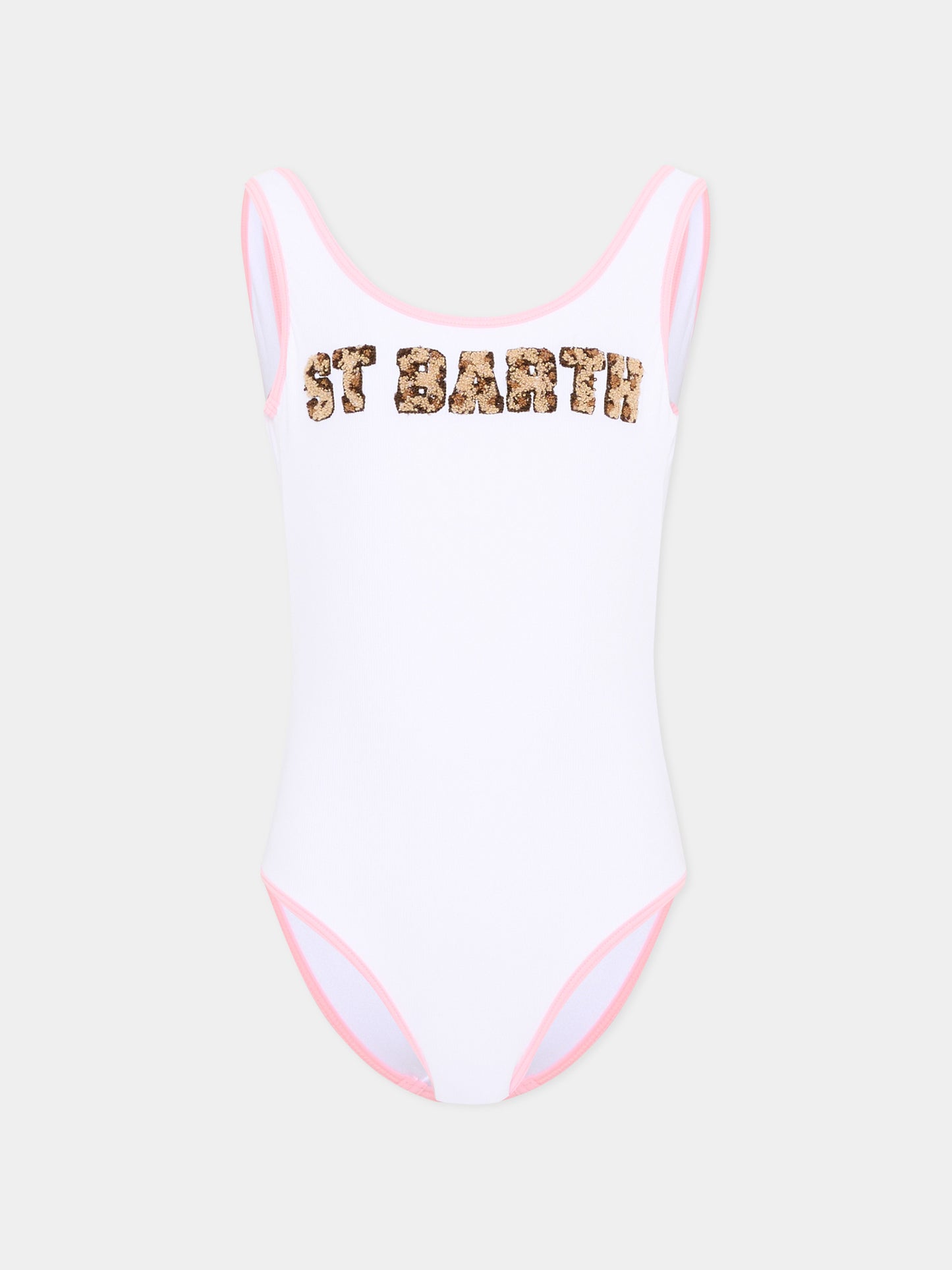 Costume intero bianco per bambina logo animalier,Mc2 Saint Barth,CARA003 03209L