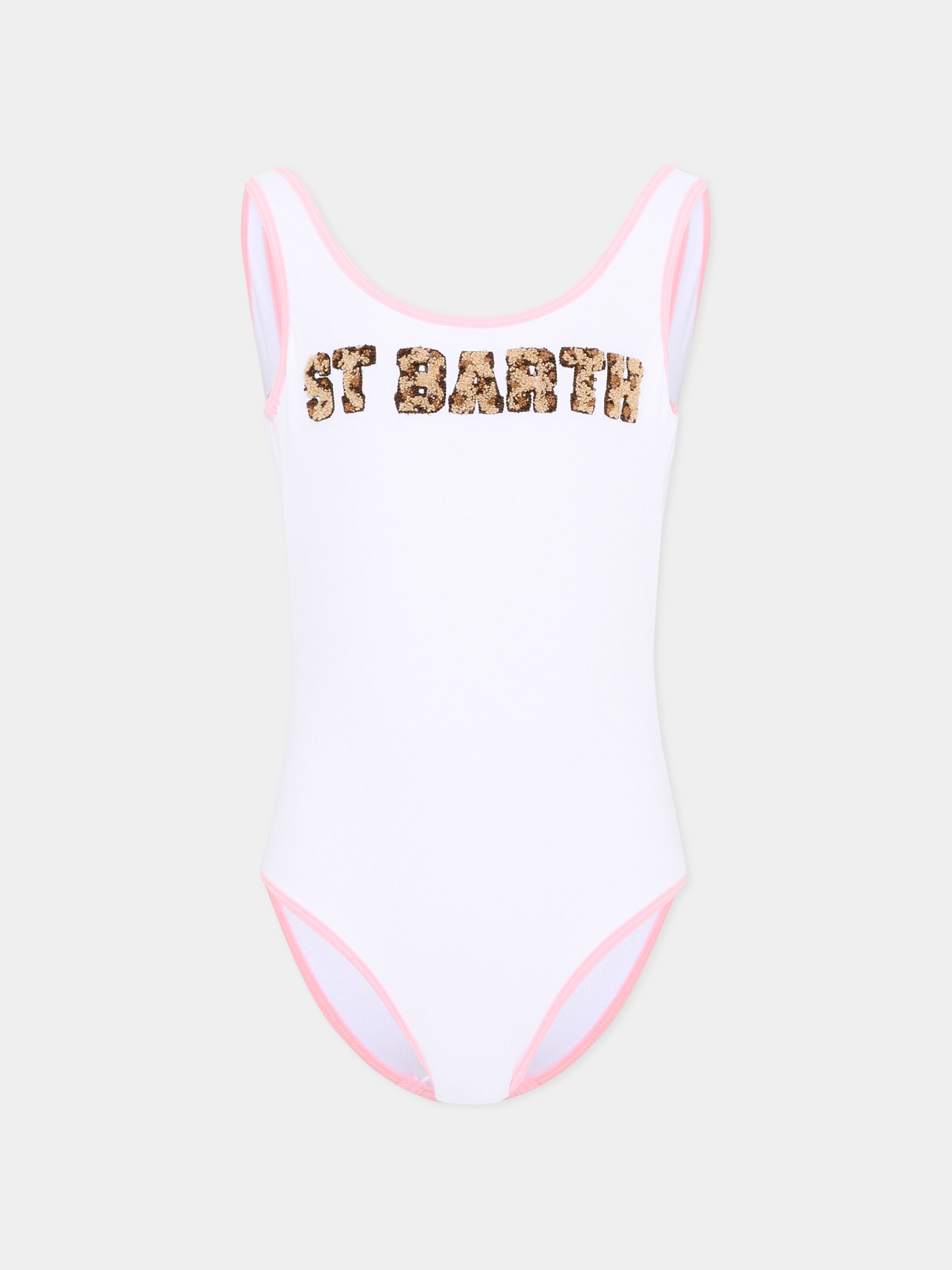 Costume intero bianco per bambina logo animalier,Mc2 Saint Barth,CARA003 03209L