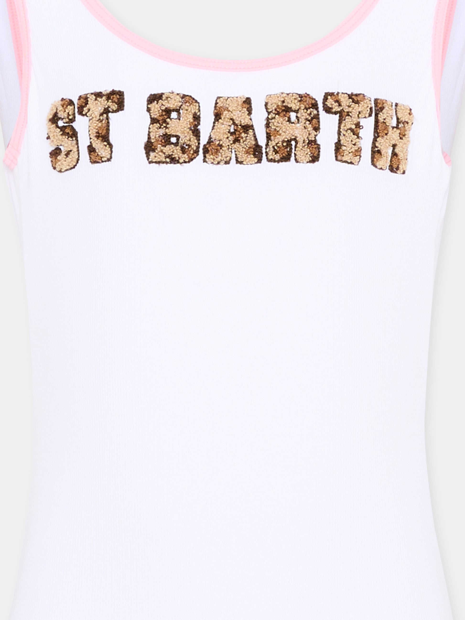 Costume intero bianco per bambina logo animalier,Mc2 Saint Barth,CARA003 03209L