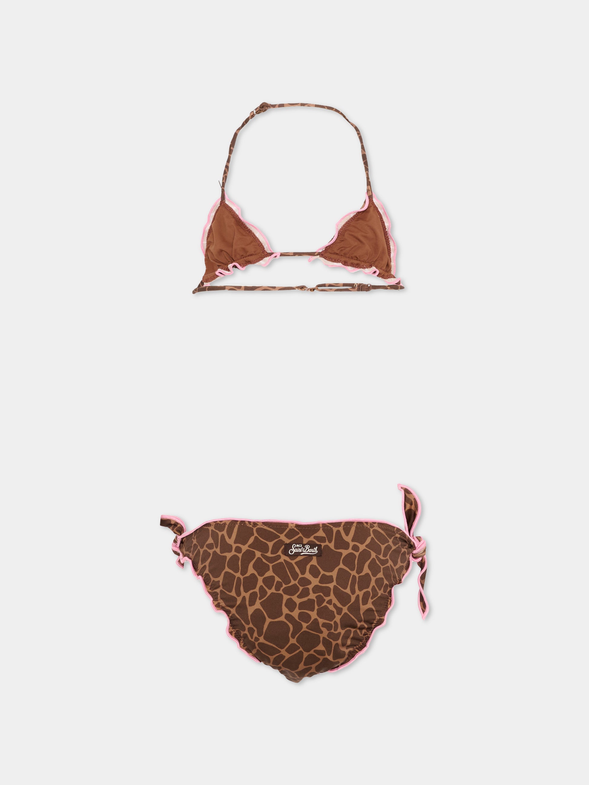Slip e bikini marrone animalier per bambina,Mc2 Saint Barth,CRIS001 00900L
