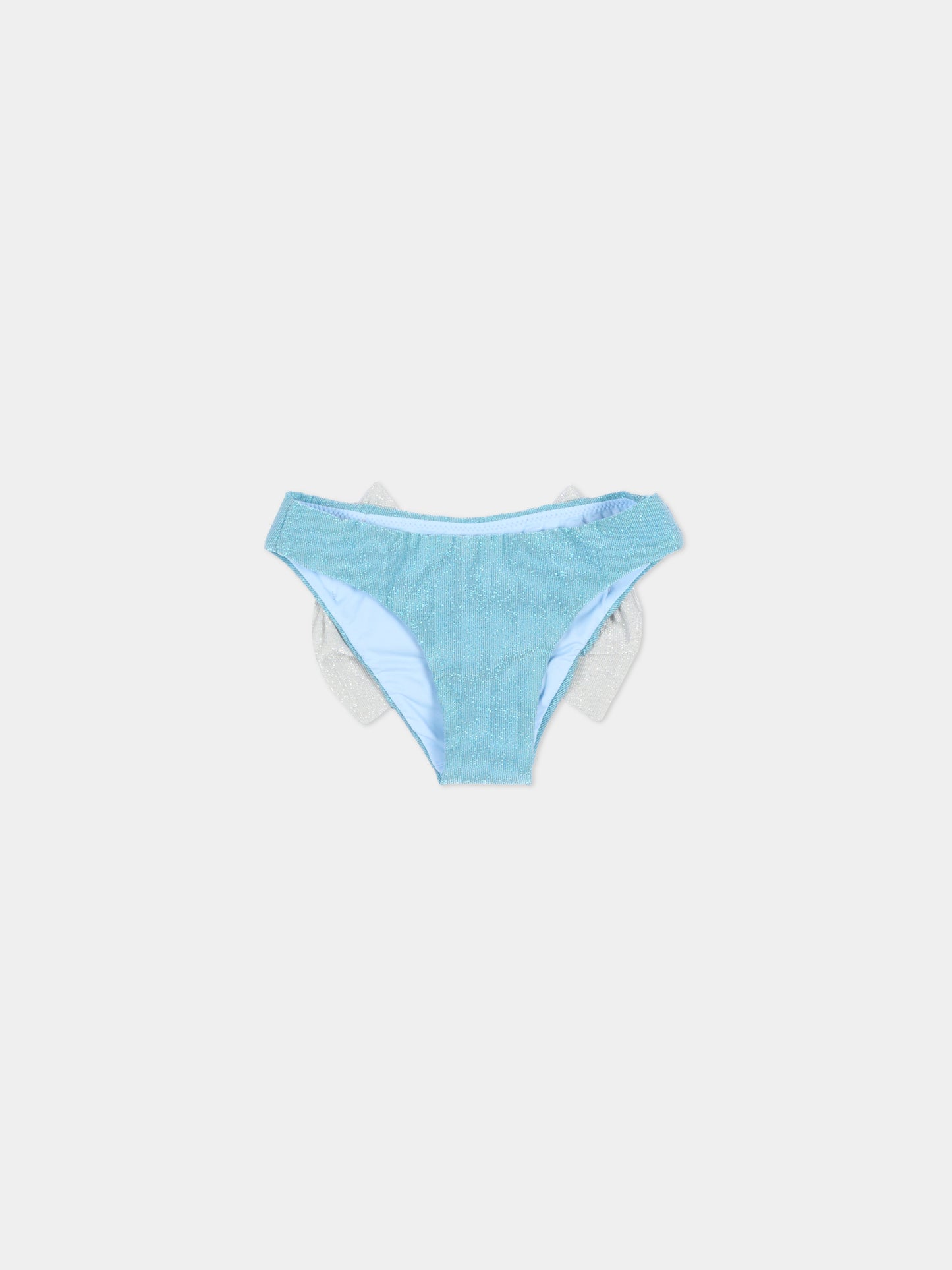 Slip bikini azzurro per bambina in lurex,Mc2 Saint Barth,MAD0001 00080L