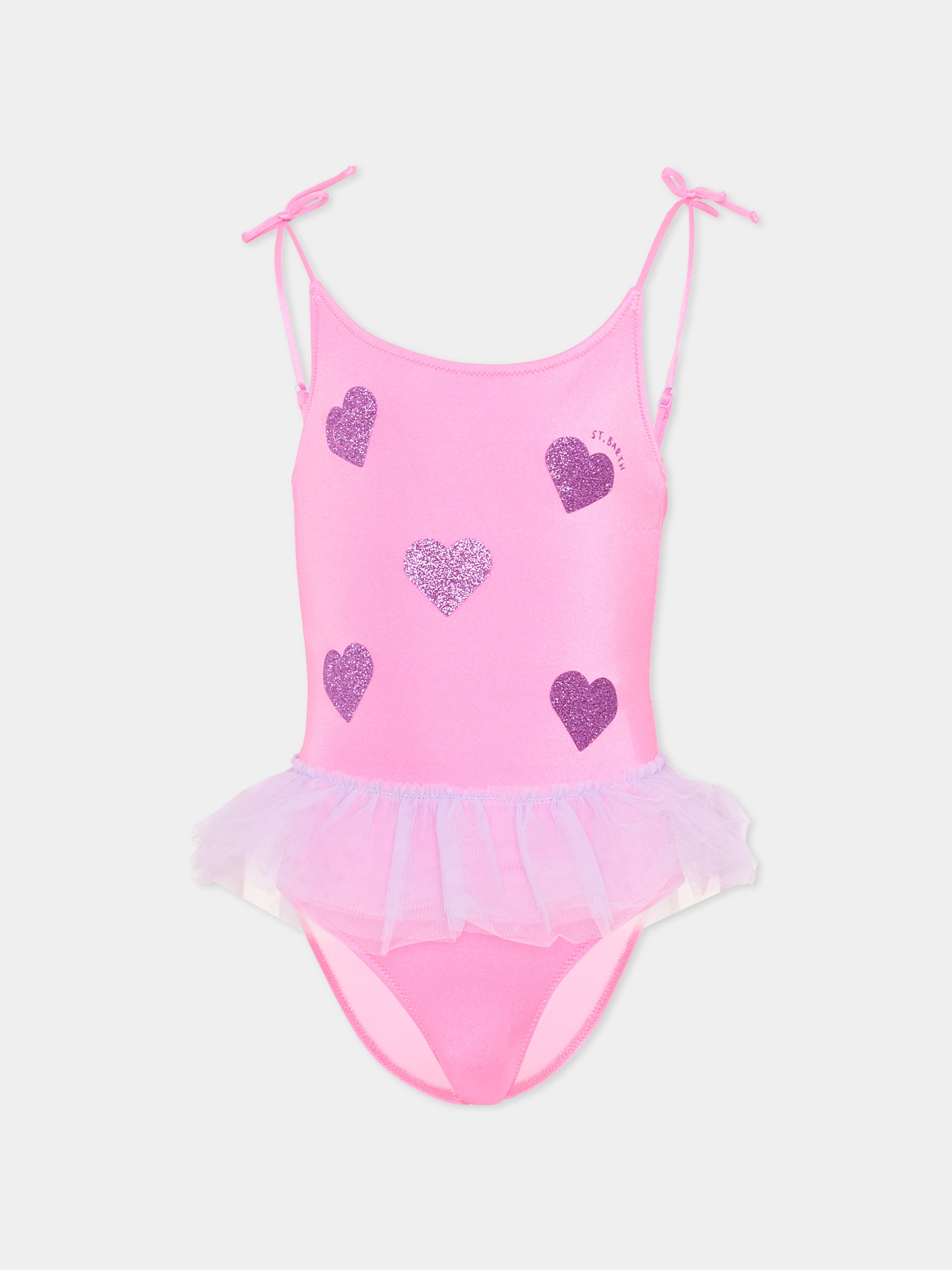 Costume intero fucsia per bambina con cuori,Mc2 Saint Barth,DANC0001 03045L