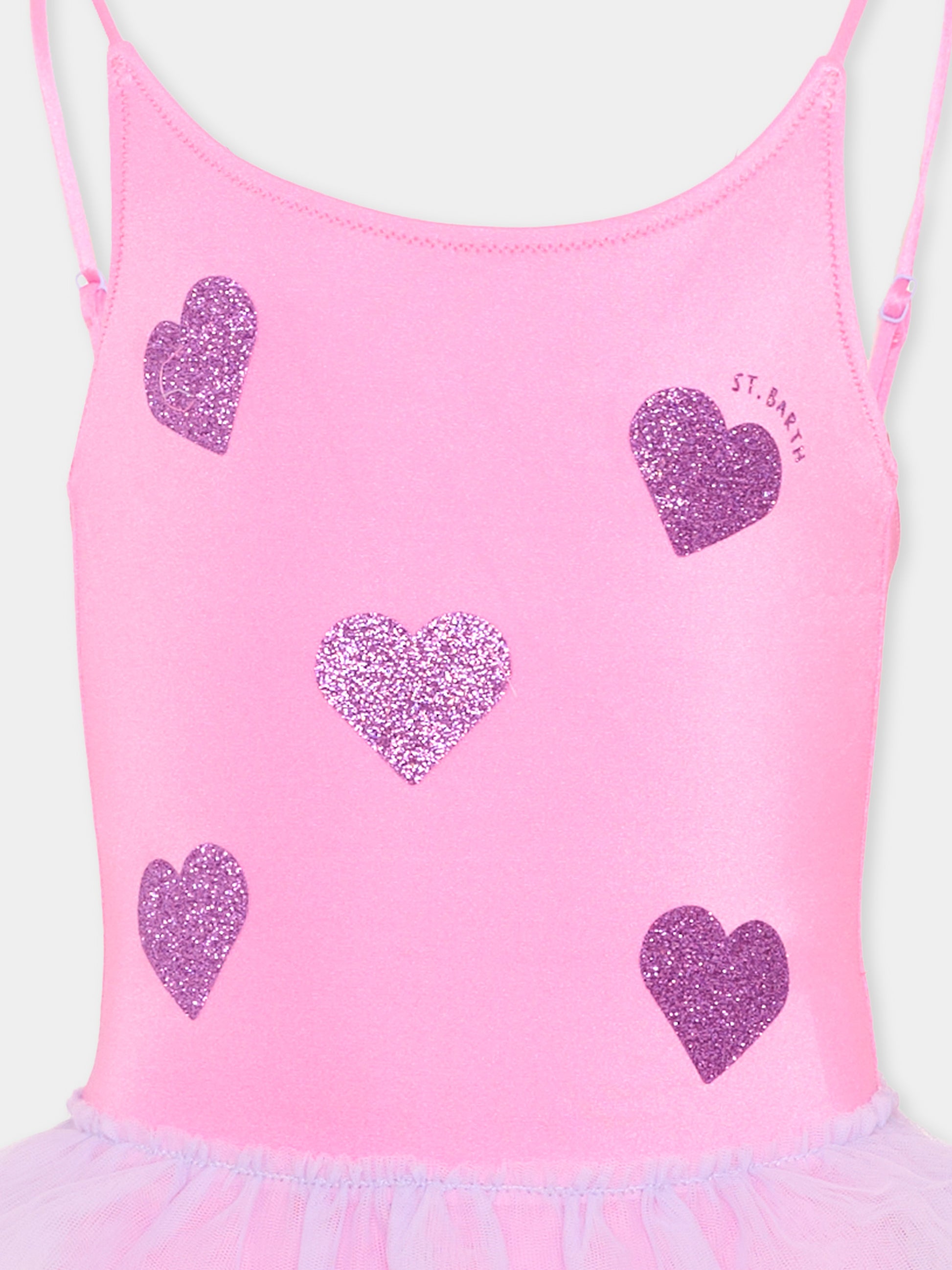 Costume intero fucsia per bambina con cuori,Mc2 Saint Barth,DANC0001 03045L