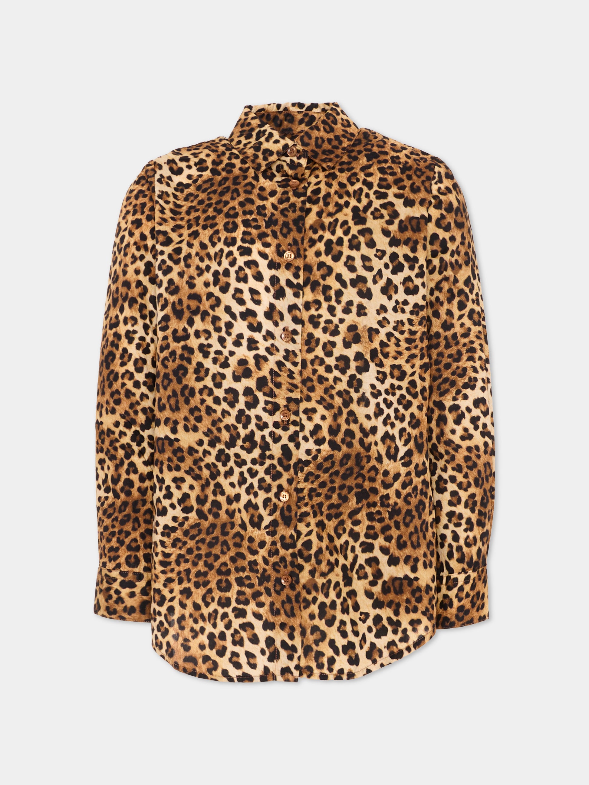 Camicia marrone Mini Brigitte per bambina animalier,Mc2 Saint Barth,BRIG003 07520L