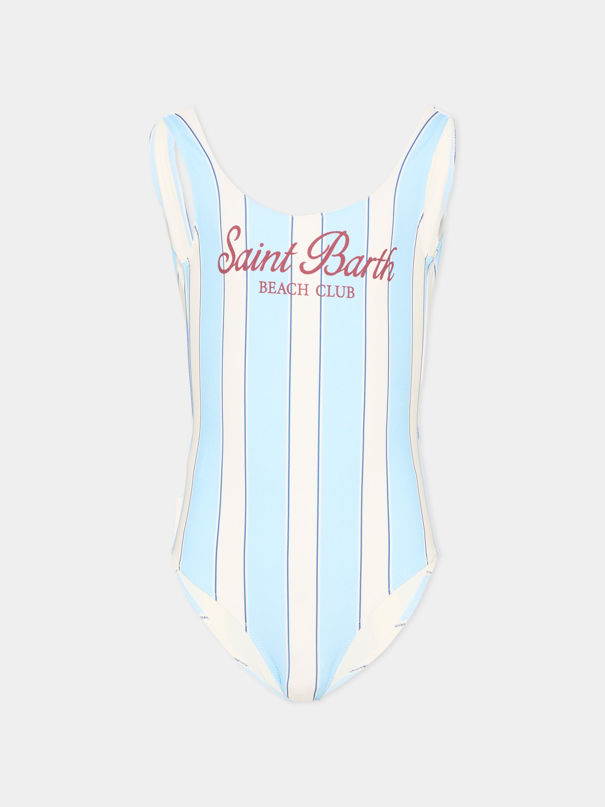 Costume intero azzurro  cara  per bambina a righe,Mc2 Saint Barth,CARA001 03087L