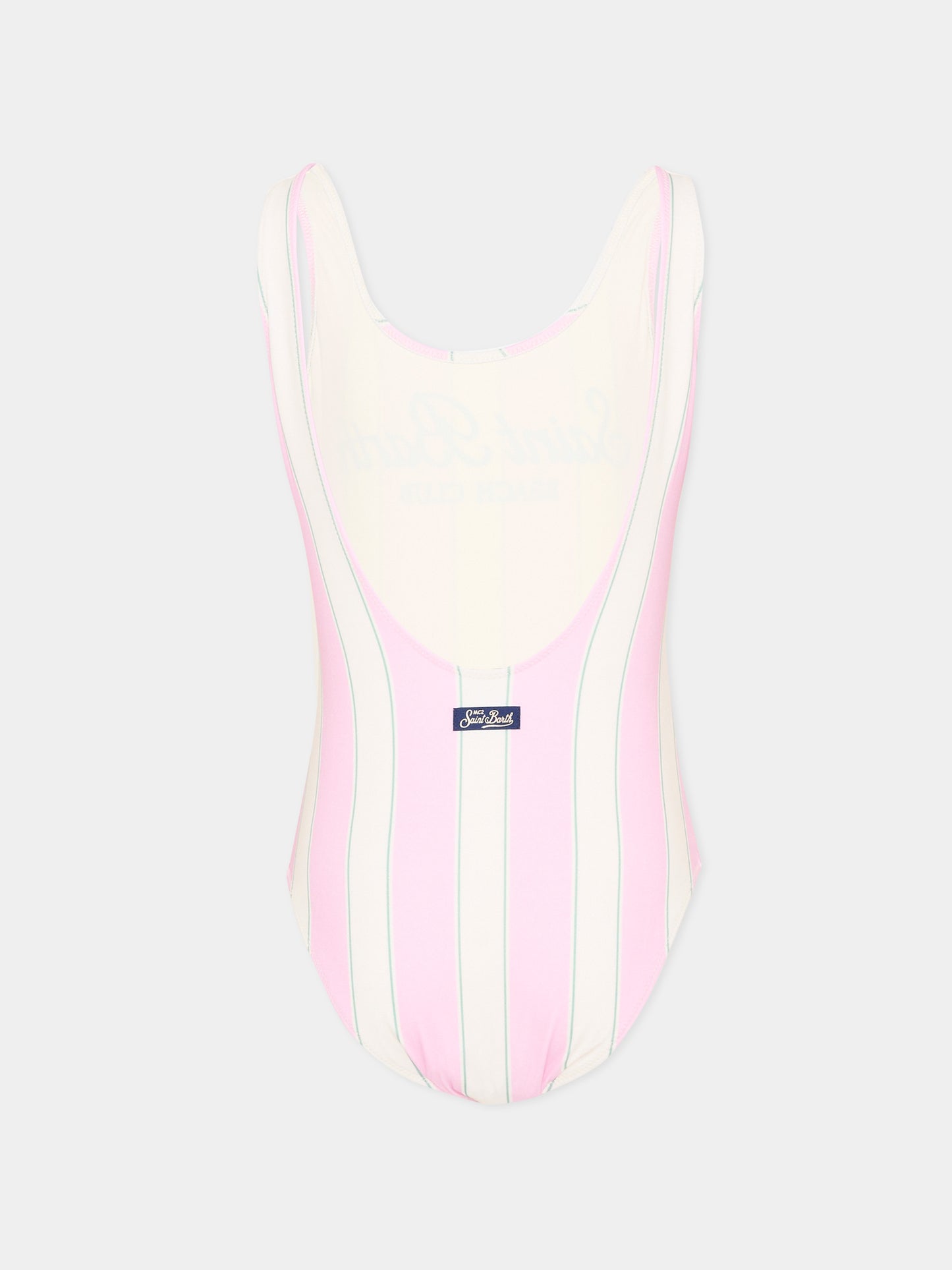 Costume intero rosa  cara  per bambina a righe