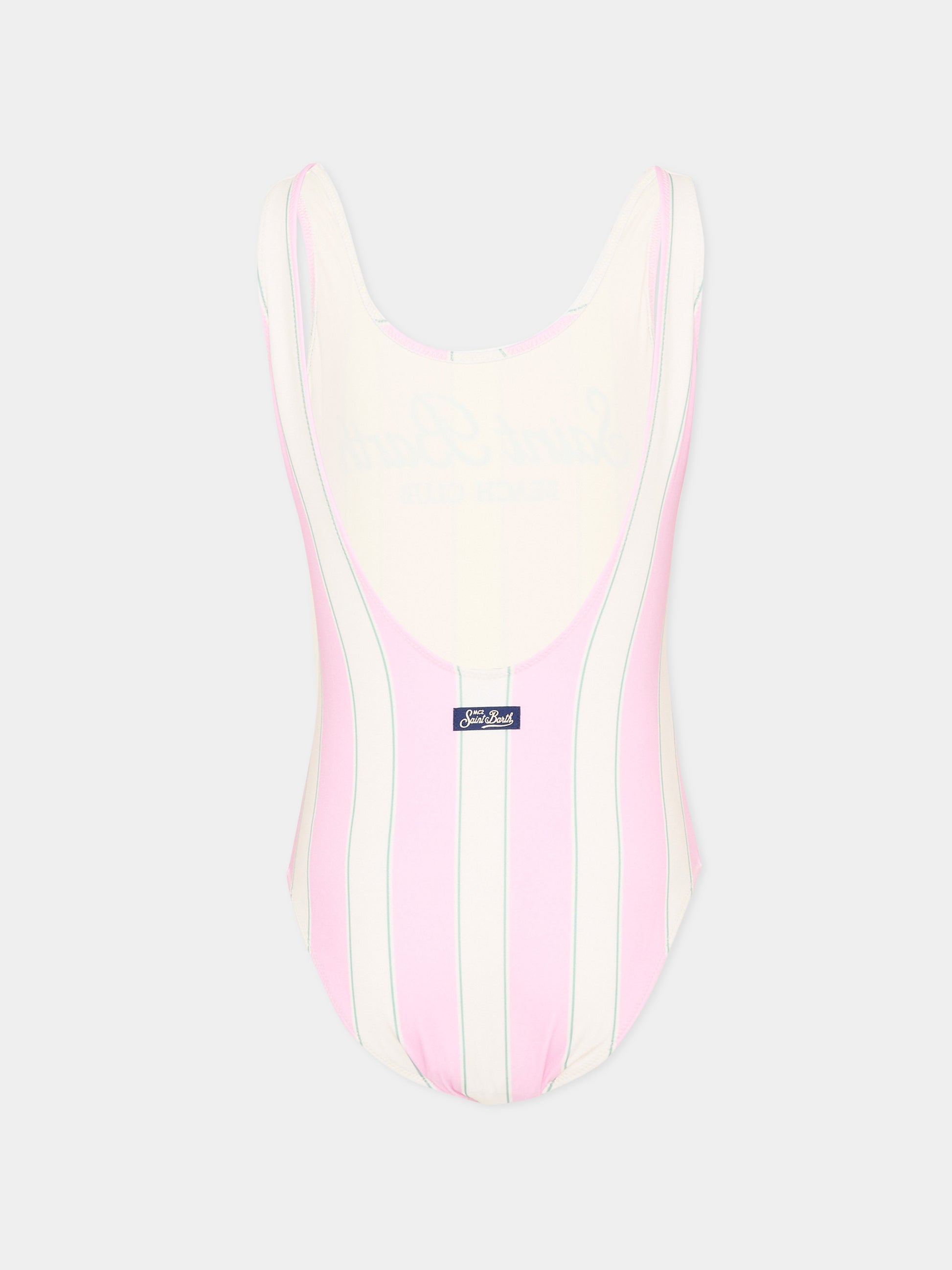 Costume intero rosa  cara  per bambina a righe,Mc2 Saint Barth,CARA001 01129L