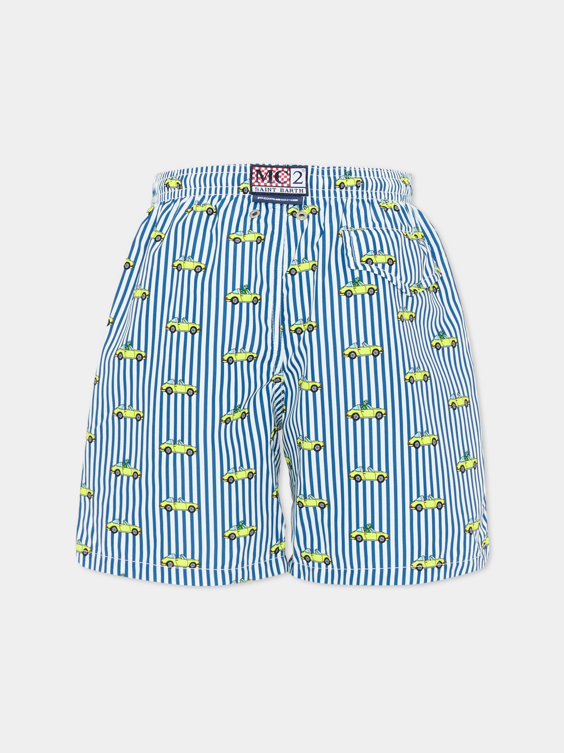 Boxer mare blu Jean Lighting per bambino con macchinine,Mc2 Saint Barth,JEA0004 02519L