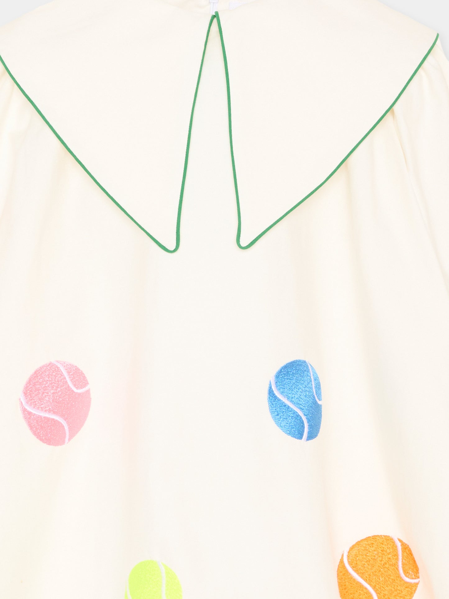 Vestito avorio per bambina con ricami,Pangolini Kids,TENNIS BALL DRESS