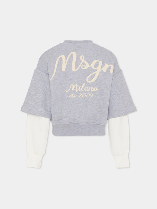 Felpa grigia per bambino con logo,Msgm Kids,F5MSJBSW258 107