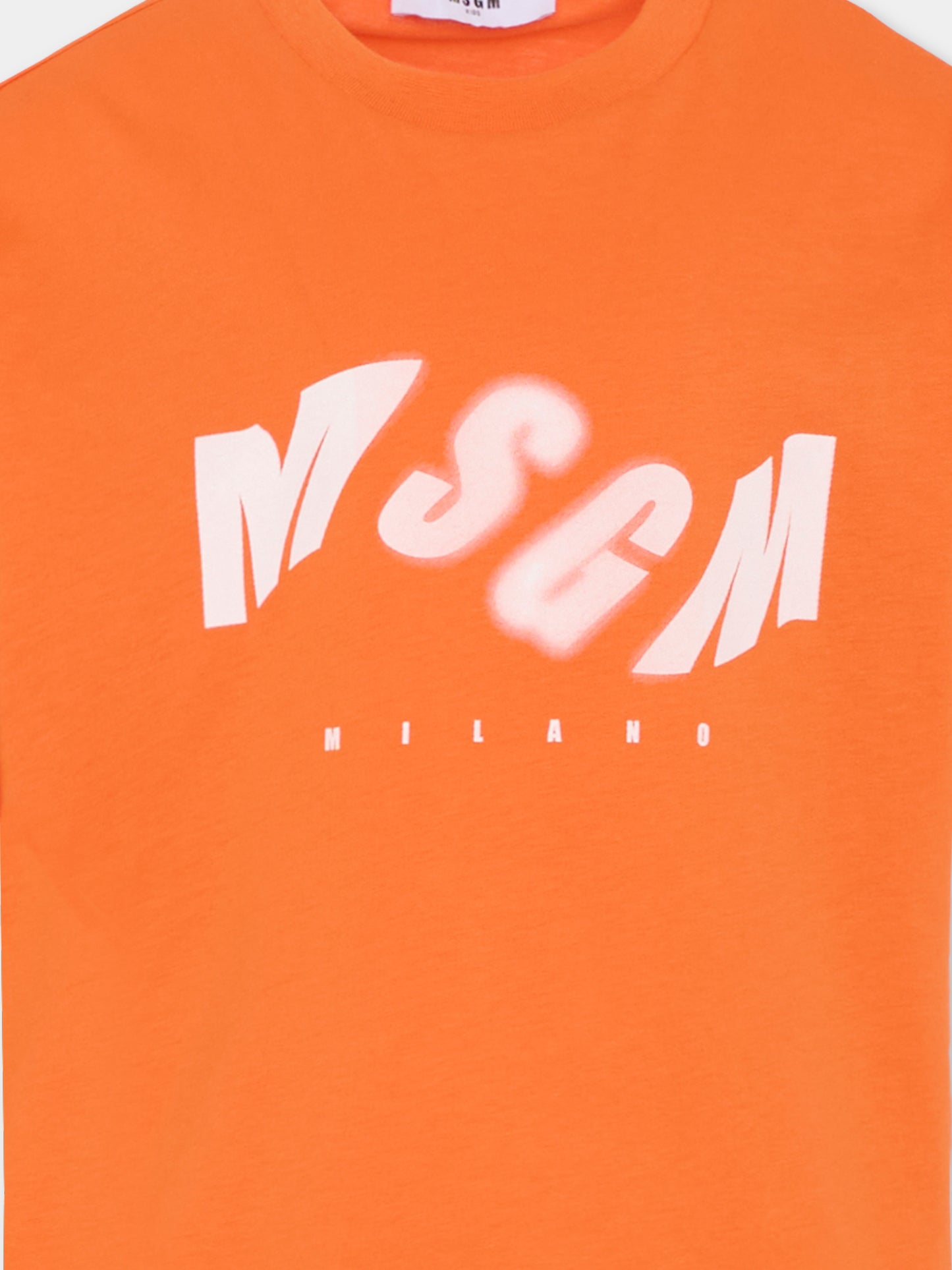 T-shirt arancione per bambino con logo,Msgm Kids,F5MSJBTH299 030