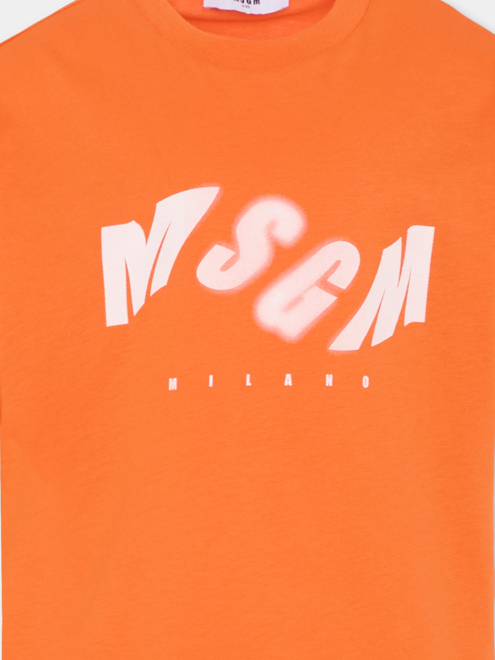 T-shirt arancione per bambino con logo,Msgm Kids,F5MSJBTH299 030