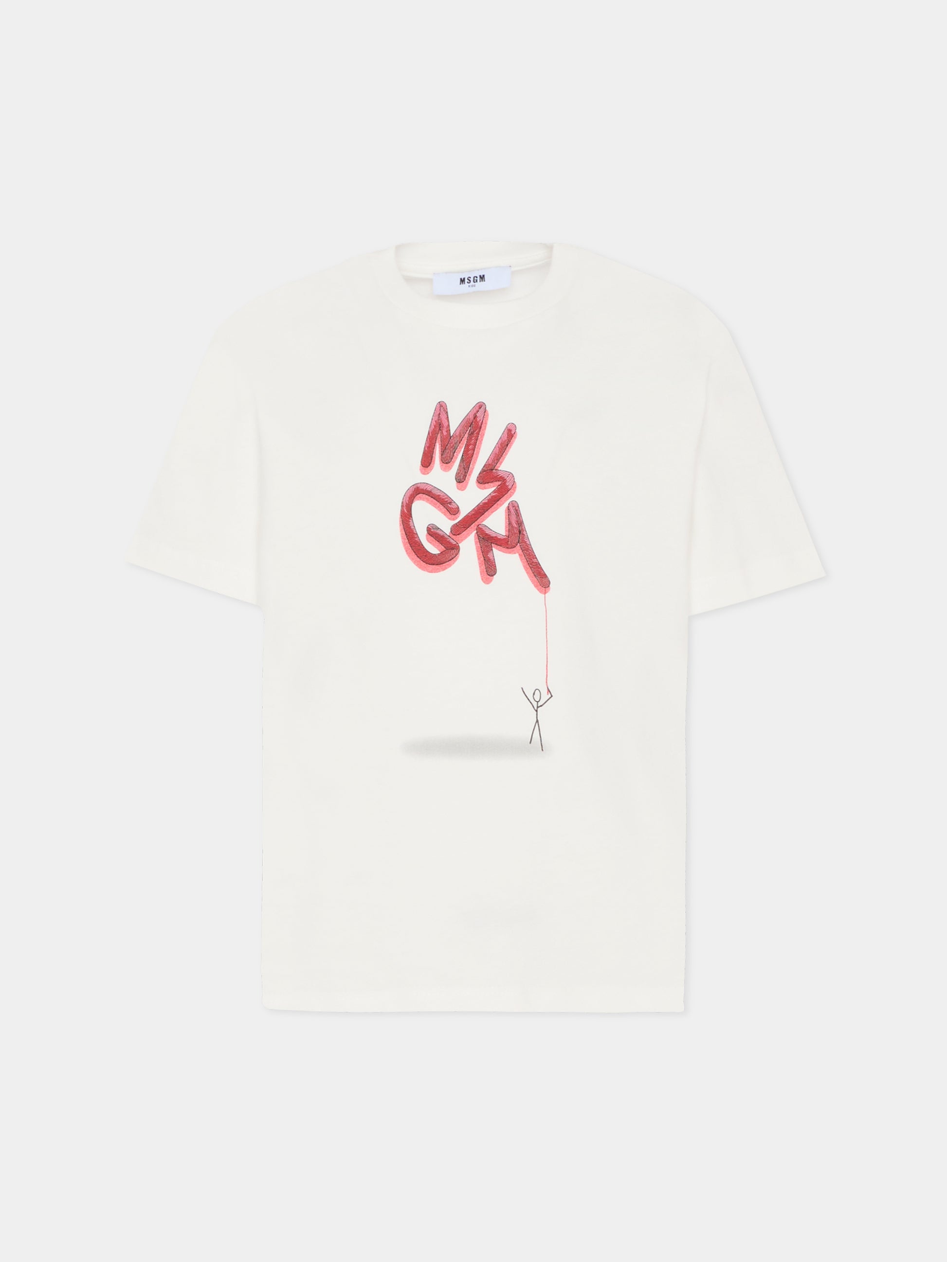 T-shirt bianca per bambino con logo,Msgm Kids,F5MSJBTH304 002