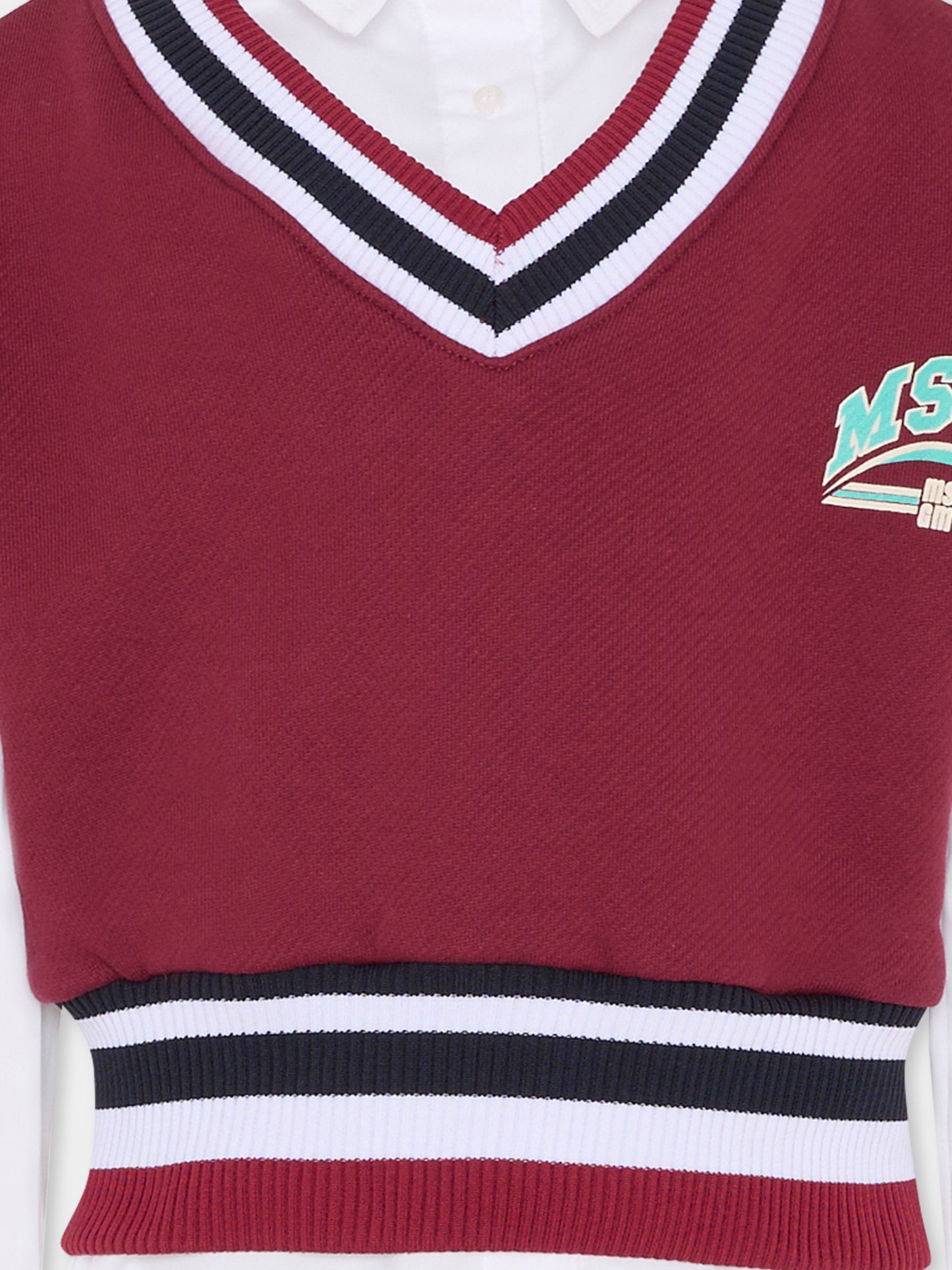 Maglia gilet bordeaux per bambina con logo,Msgm Kids,F5MSJGDR117 MS054