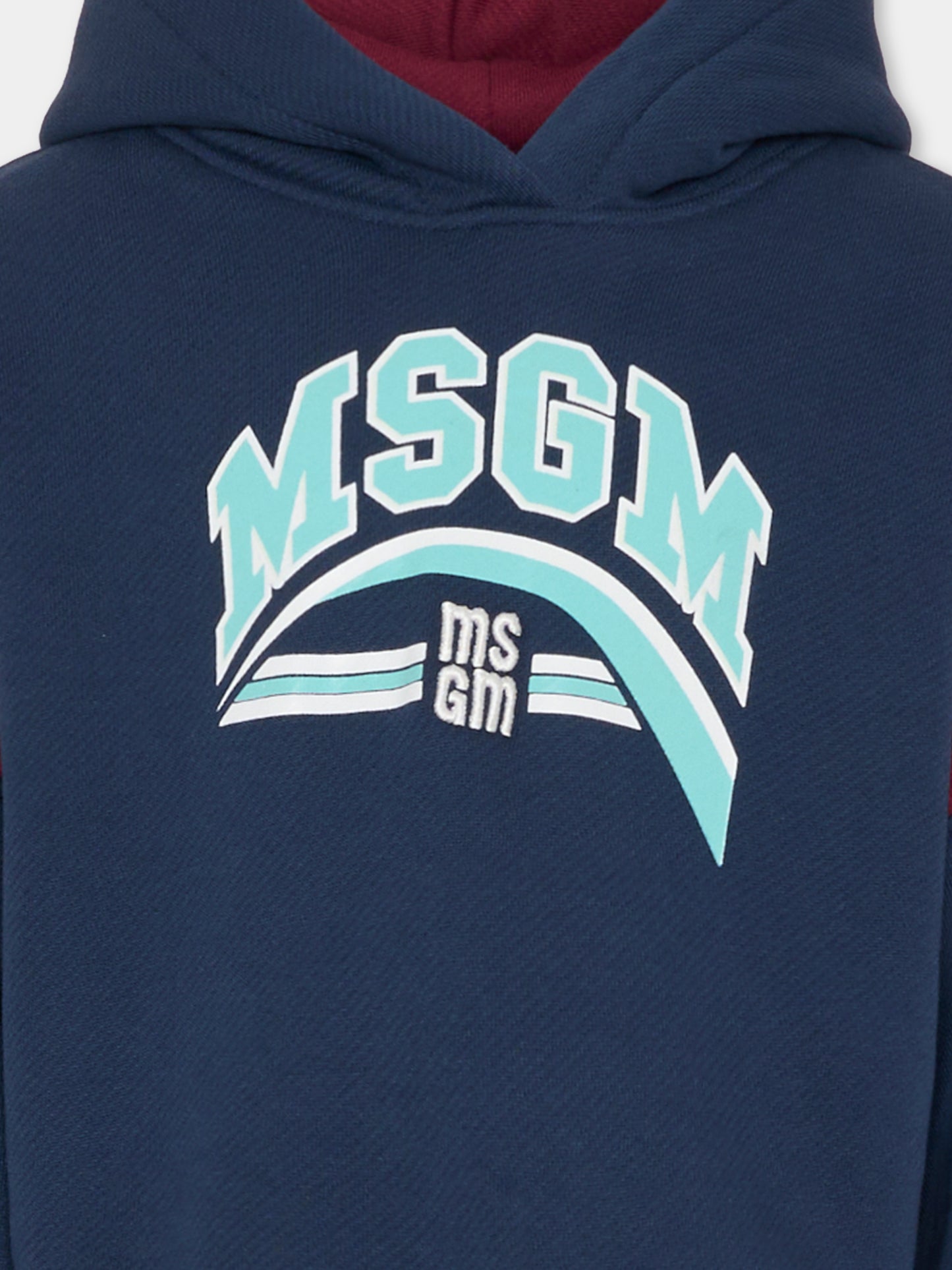 Felpa crop blu per bambina con logo,Msgm Kids,F5MSJGHS122 MS032