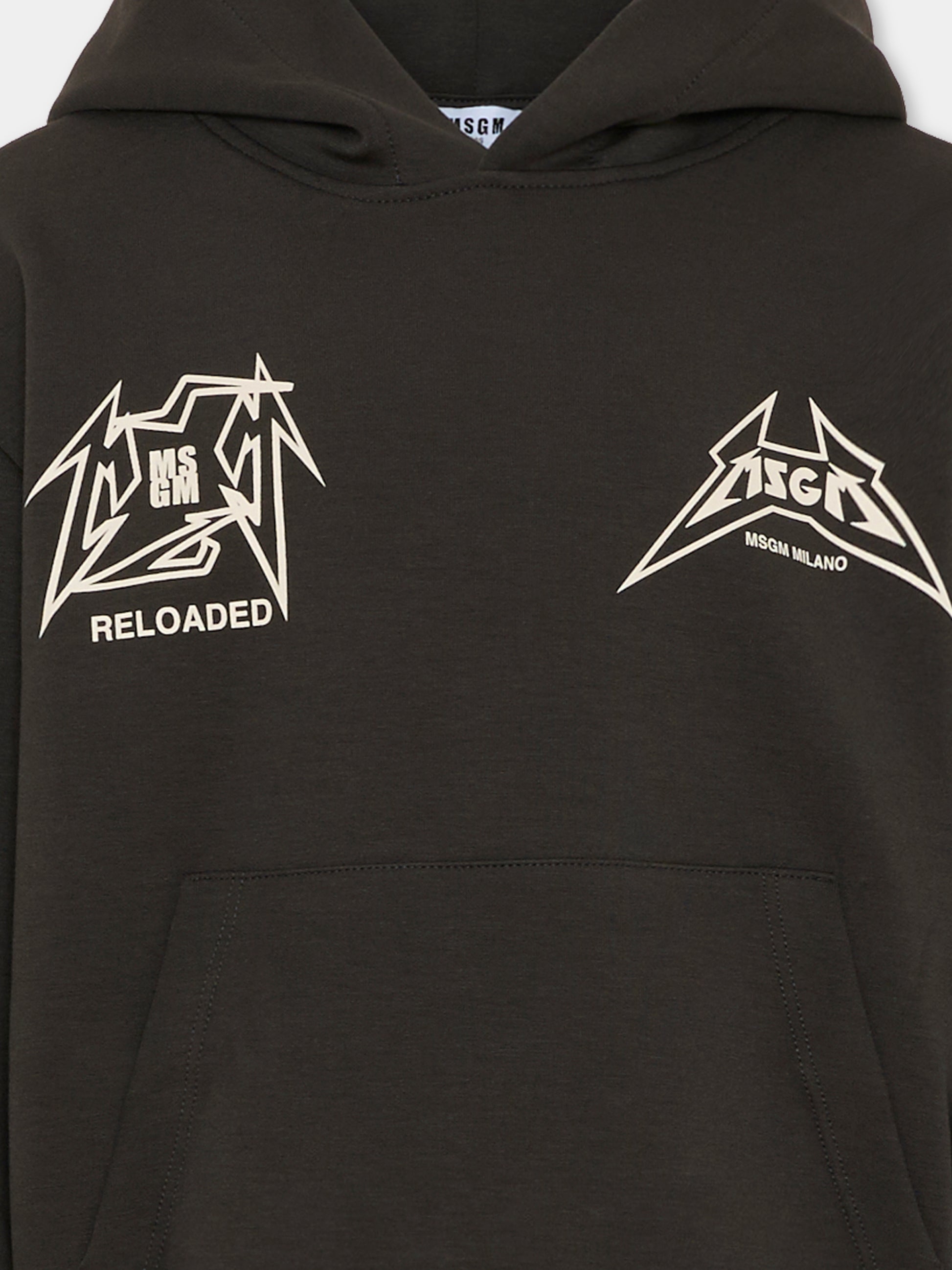 Felpa nera per bambina con logo,Msgm Kids,F5MSJGHS152 MS040