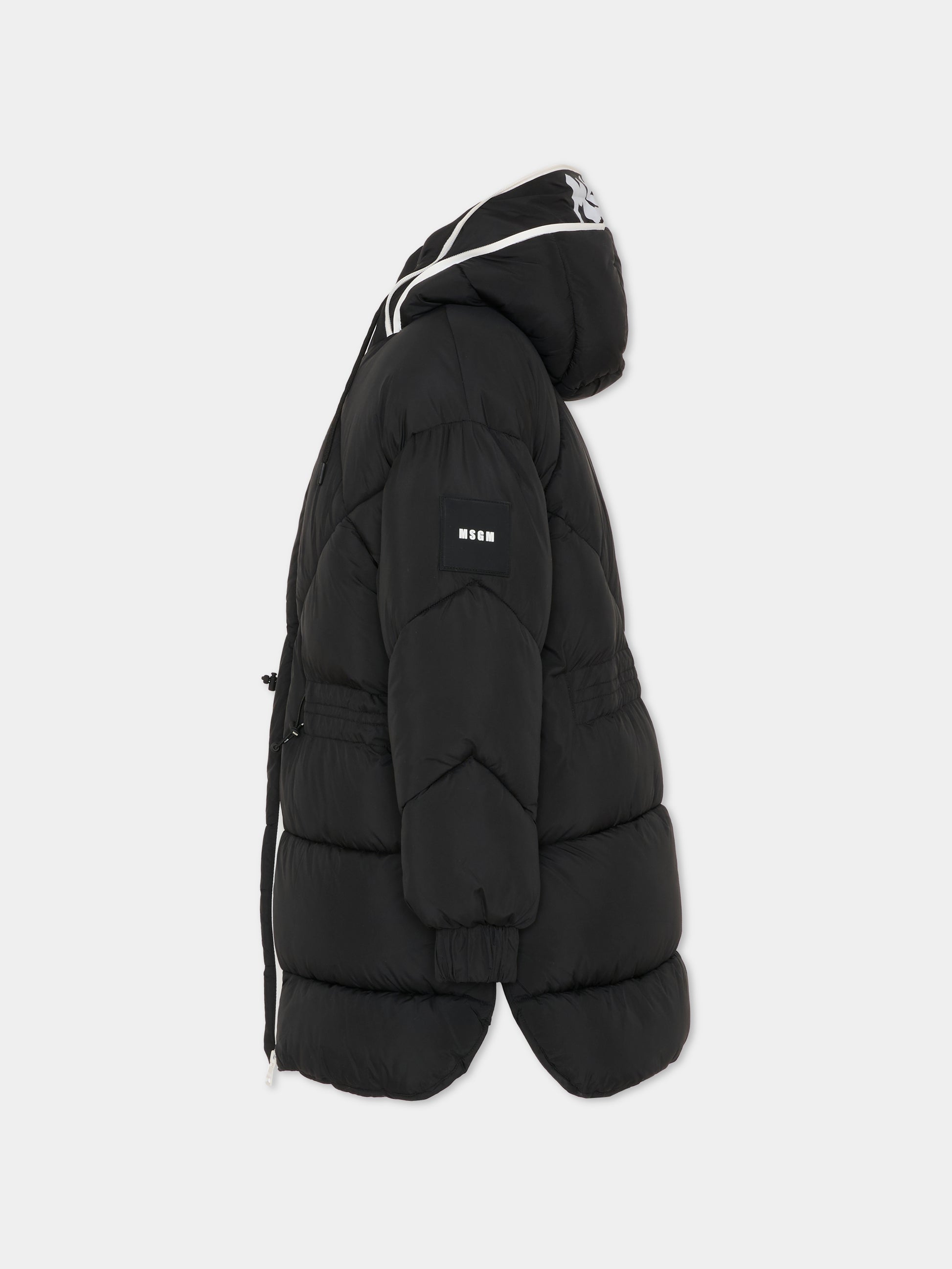 Piumino nero per bambina con logo,Msgm Kids,F5MSJGPF005 110