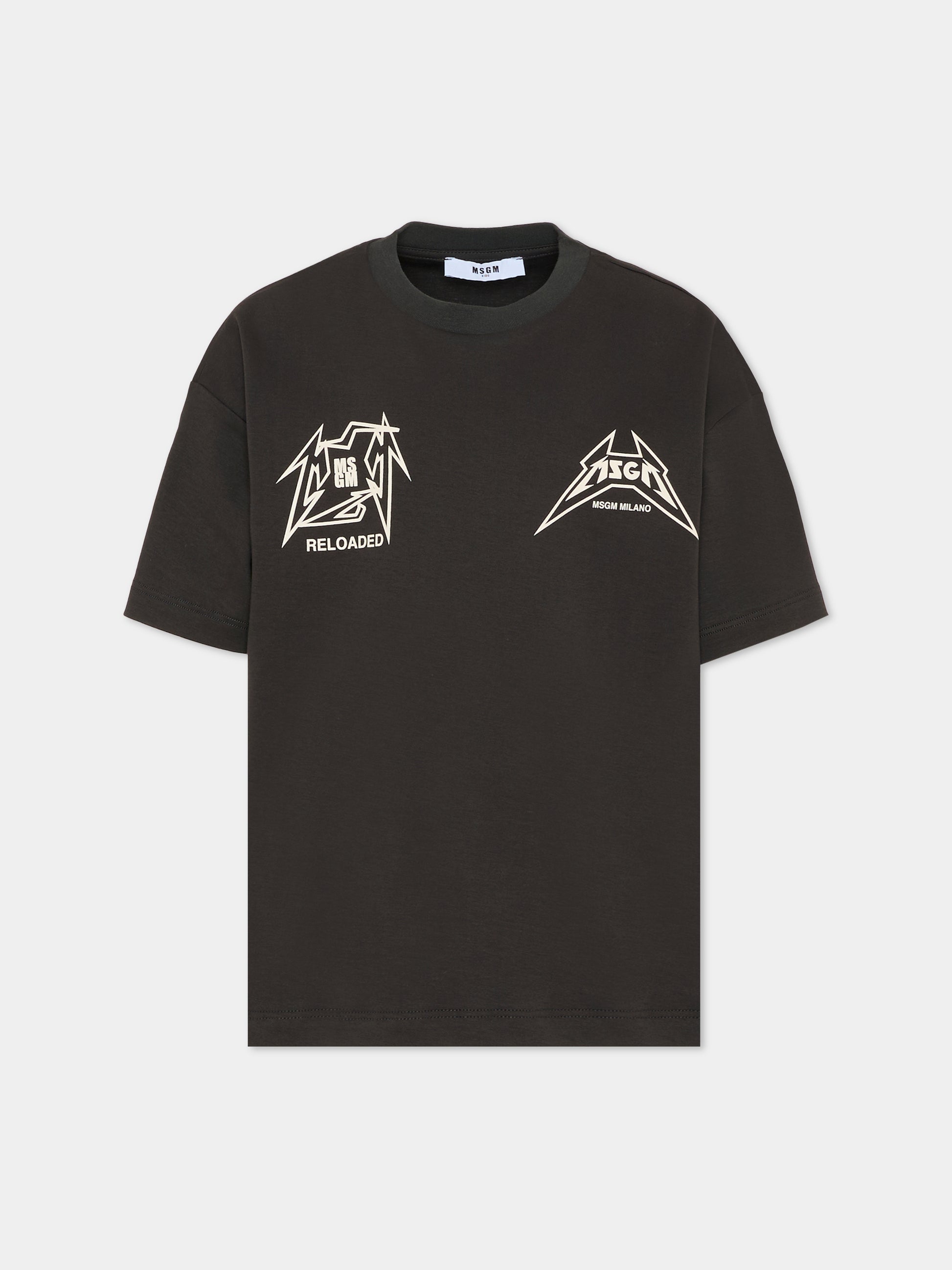 T-shirt nera per bambina con logo,Msgm Kids,F5MSJGTH267 MS040