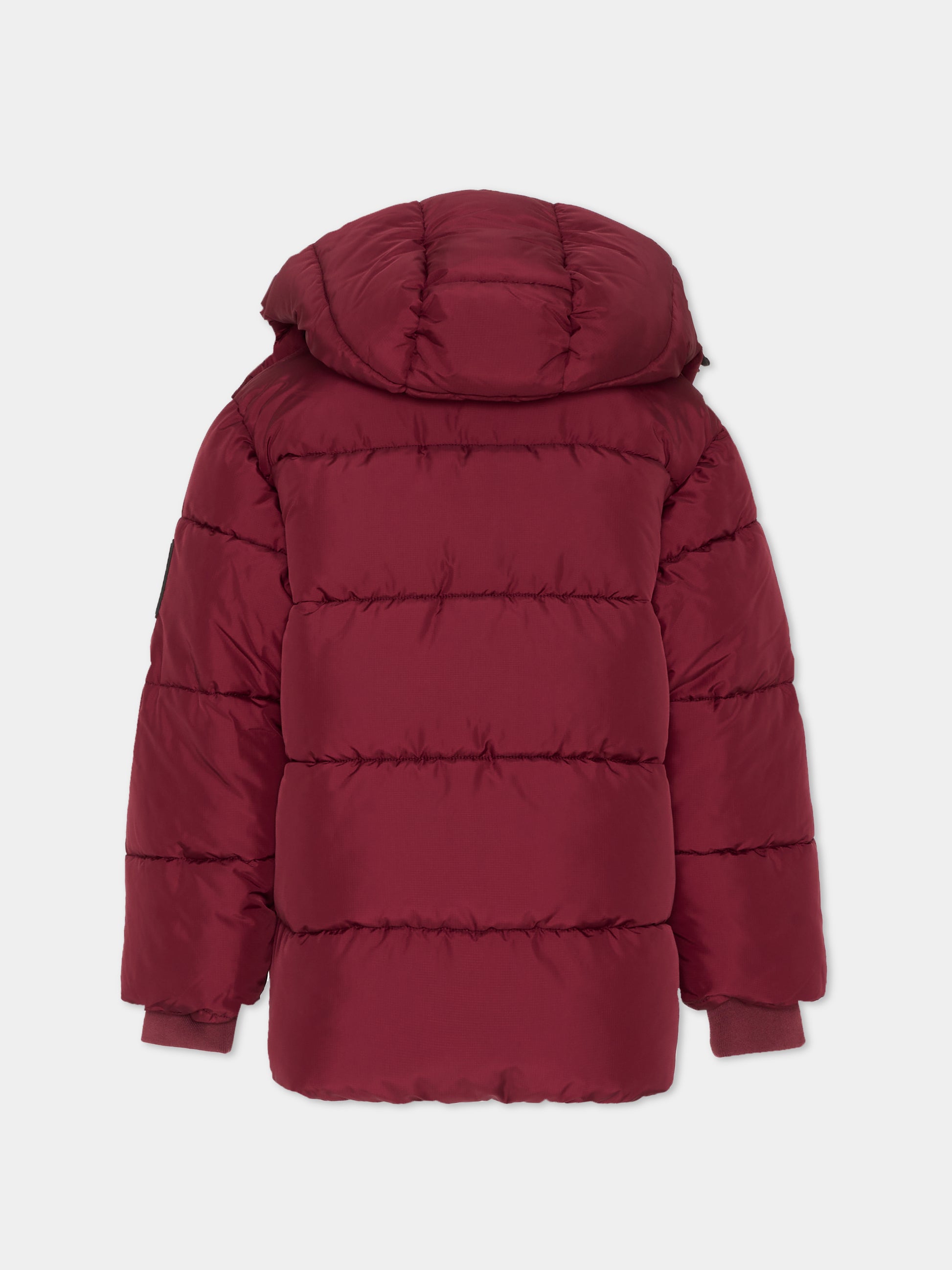 Piumino bordeaux per bambini con logo,Msgm Kids,F5MSJUPF001 MS034