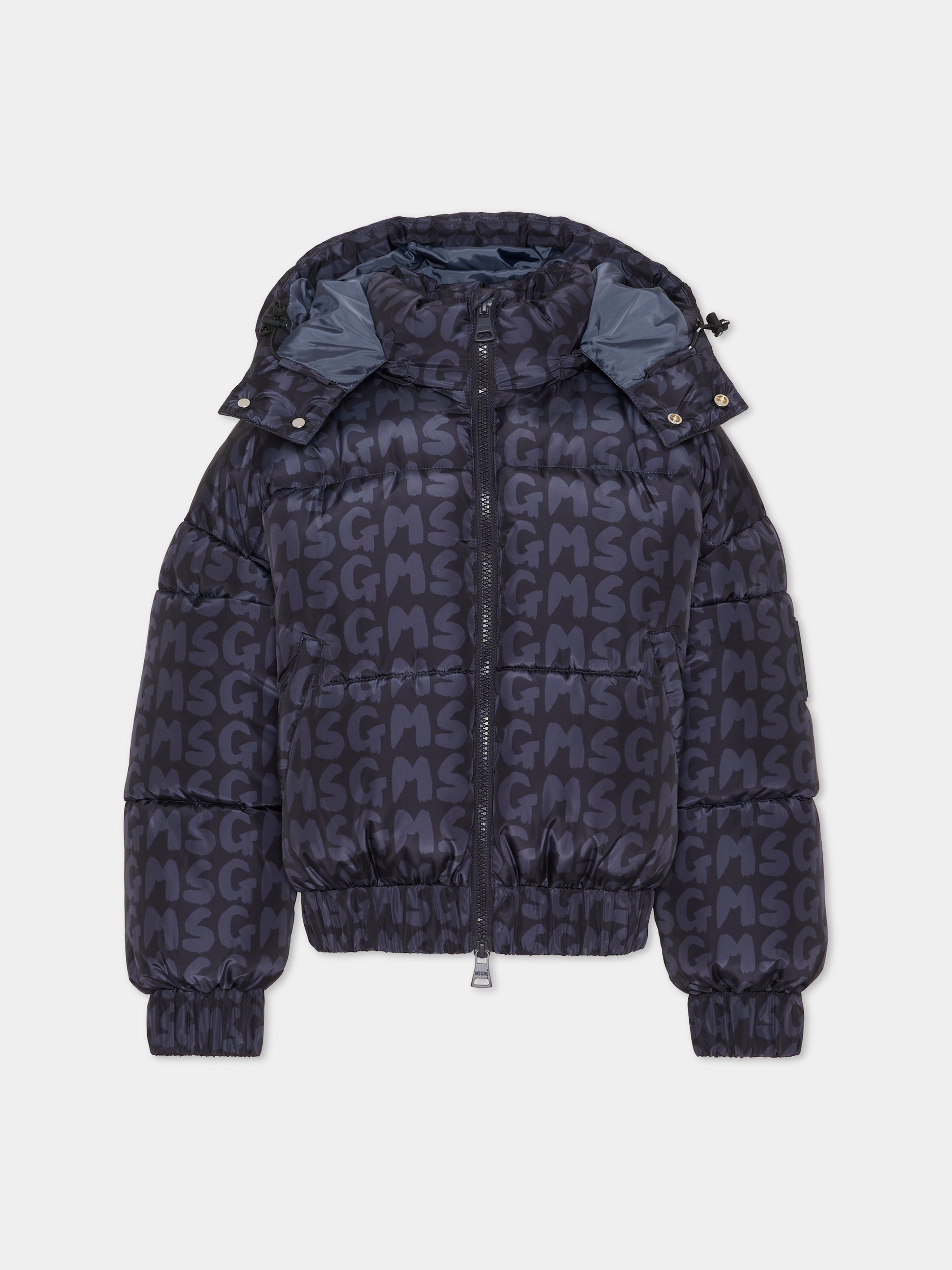 Piumino nero per bambini con logo,Msgm Kids,F5MSJUPF004 110