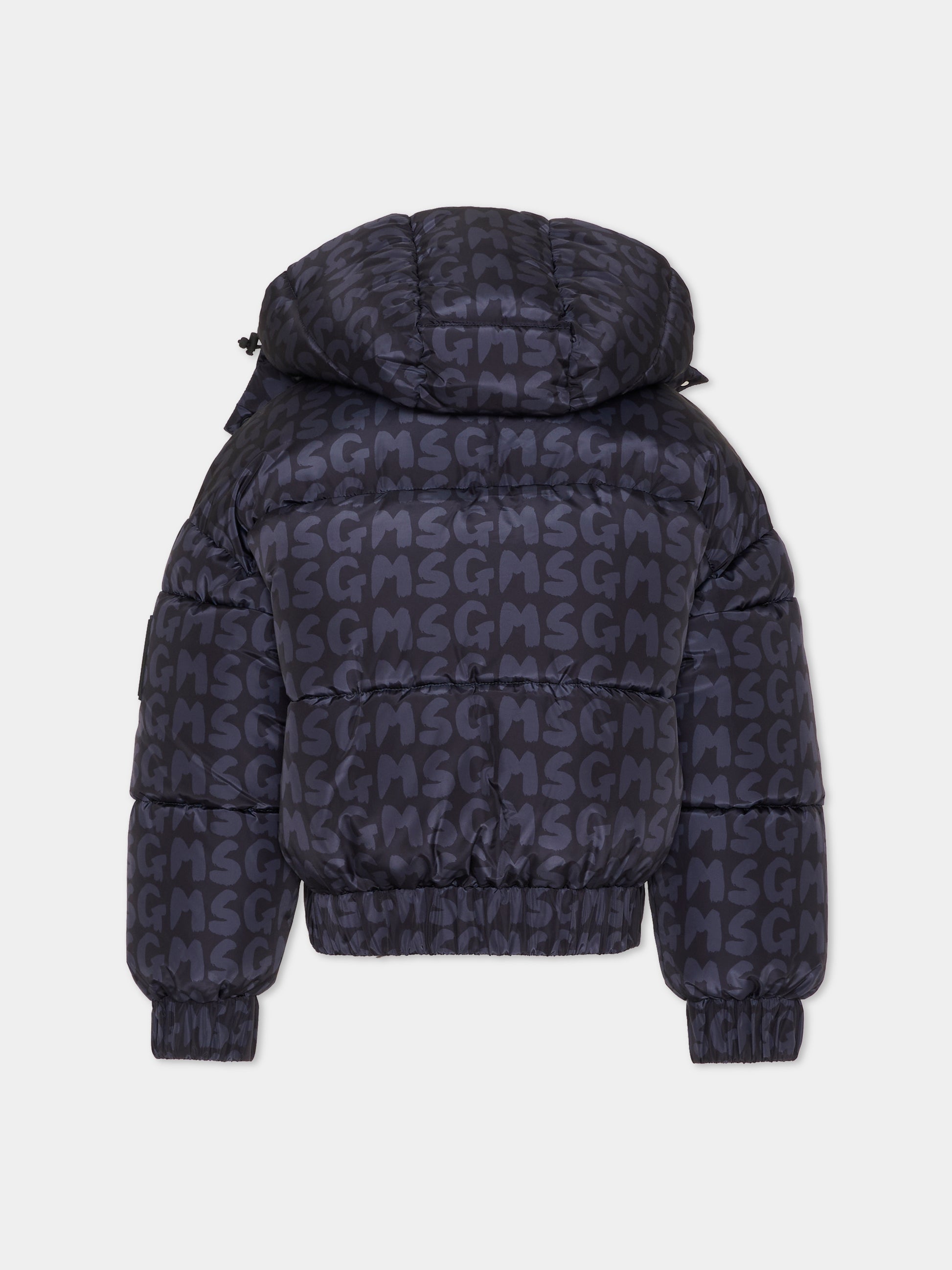 Piumino nero per bambini con logo,Msgm Kids,F5MSJUPF004 110