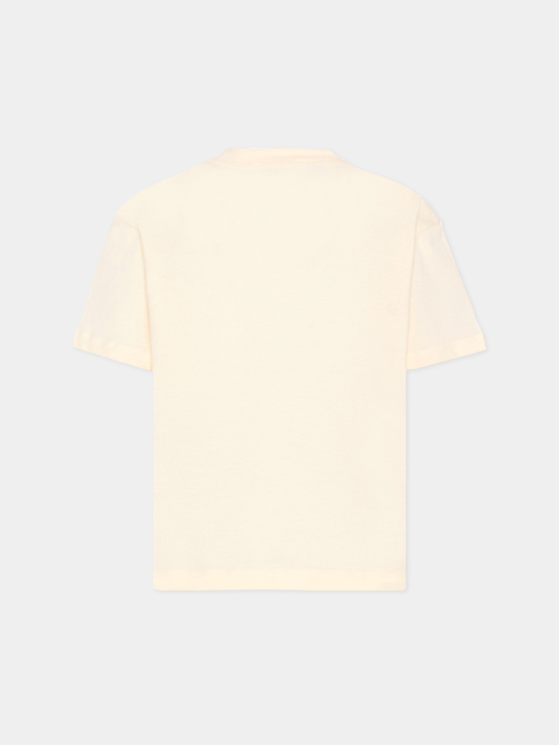 T-shirt avorio per bambini con logo nero,Msgm Kids,F5MSJUTH007 013