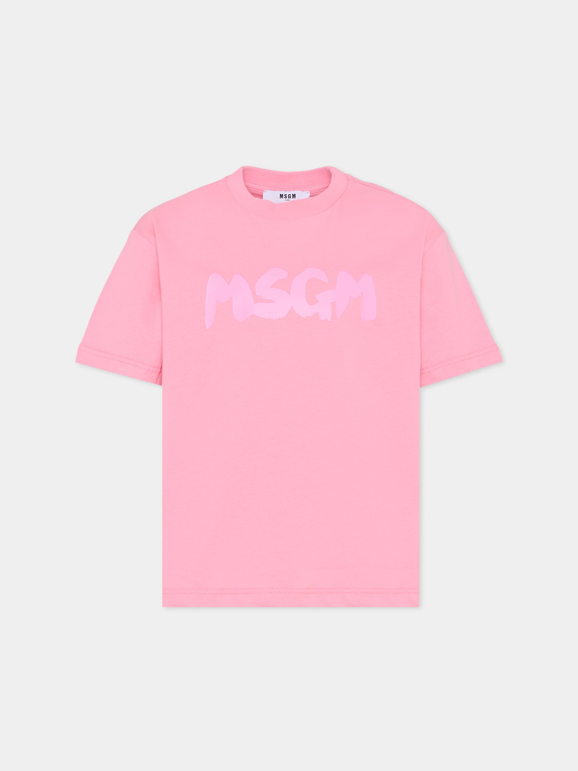 T-shirt rosa per bambina con logo,Msgm Kids,F5MSJUTH011 MS038