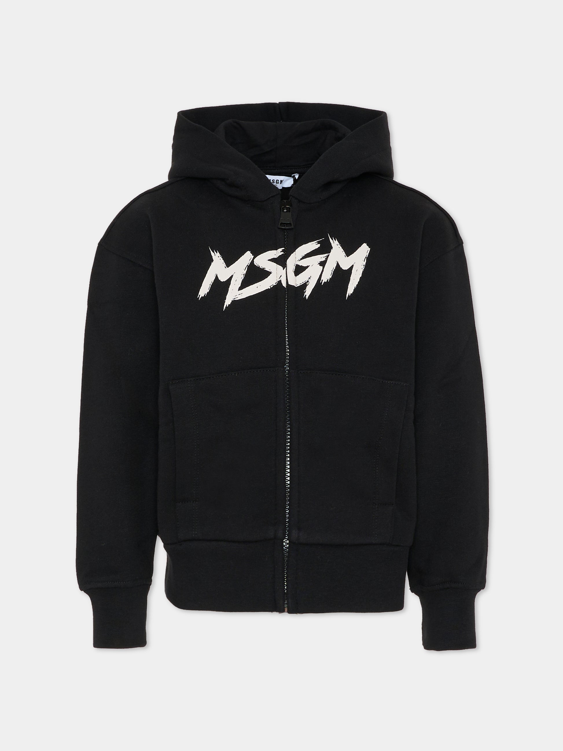 Felpa nera per bambini con logo,Msgm Kids,F5MSJUZH048 110/38