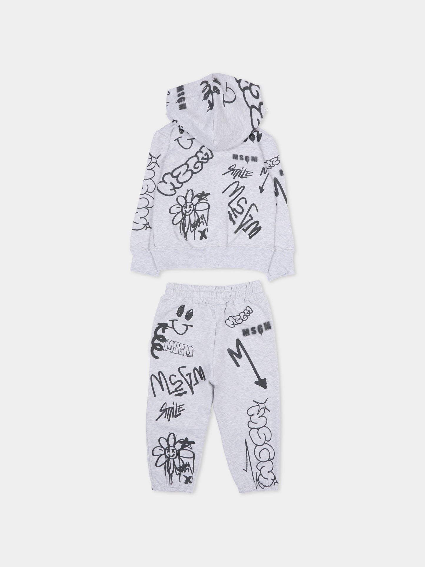 Completo grigio per neonato con stampa graffiti,Msgm Kids,F5MSNBSF295 107