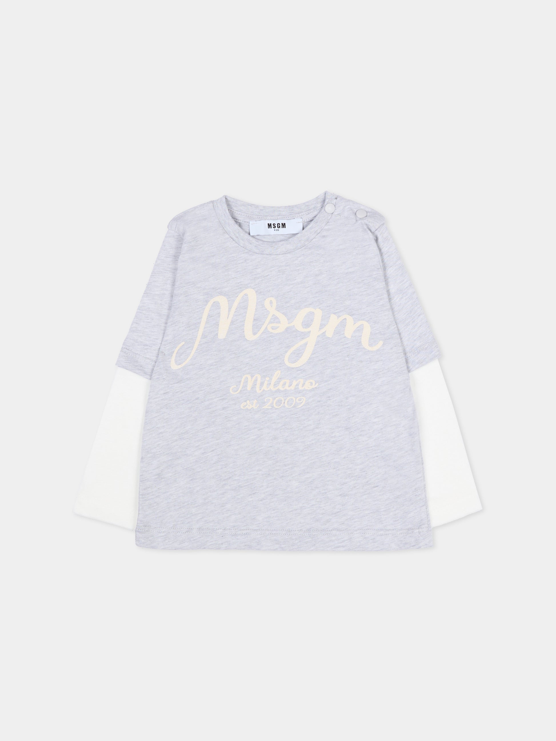 T-shirt grigia per neonato con logo,Msgm Kids,F5MSNBTH297 107