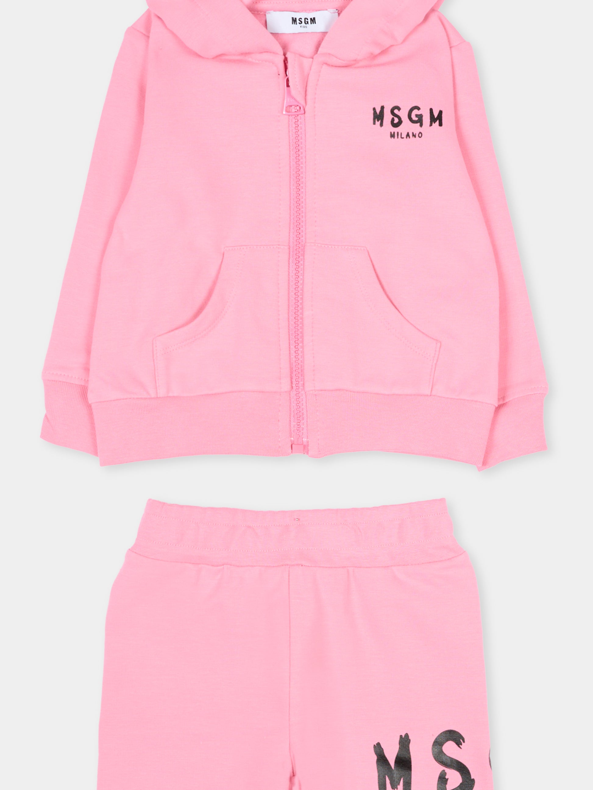 Completo rosa per neonata con logo,Msgm Kids,F5MSUNSF280 MS038