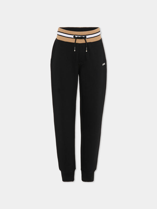 Pantaloni neri per bambino con logo,Boss,J51151 09B