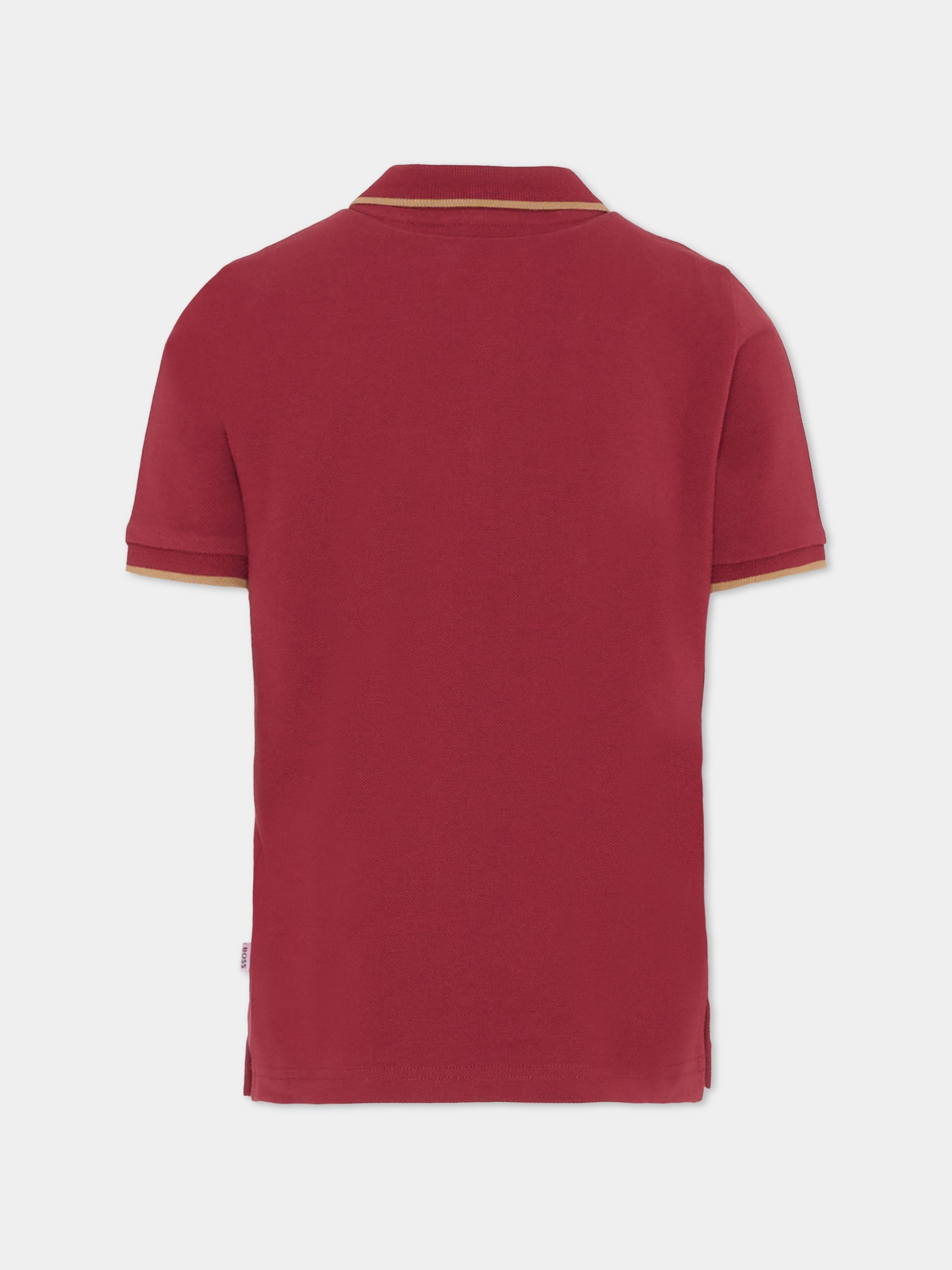 Polo bordeaux per bambino con logo,Boss,J51163 95L