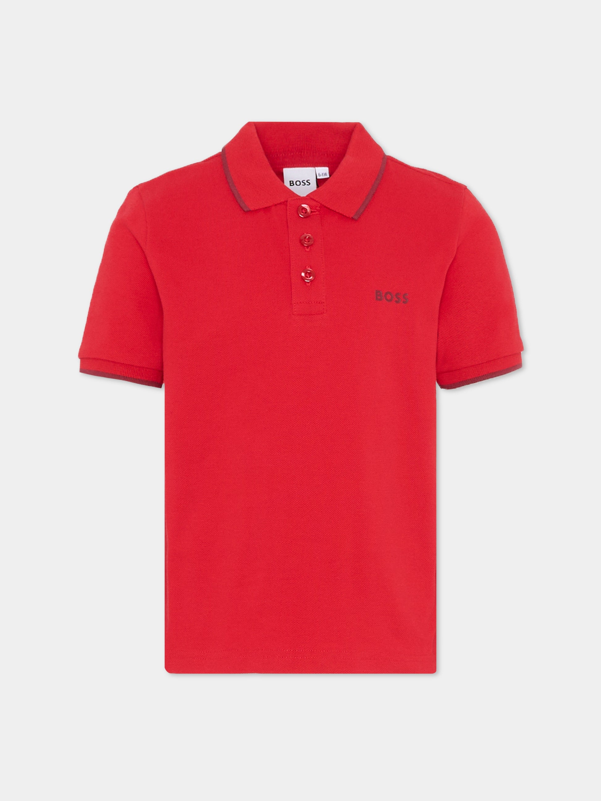 Polo rossa per bambino con logo,Boss,J51163 97D