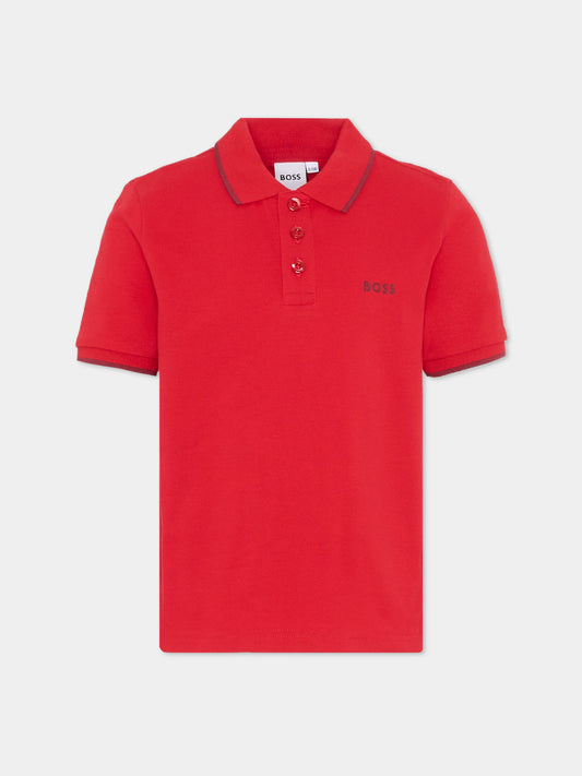 Polo rossa per bambino con logo,Boss,J51163 97D