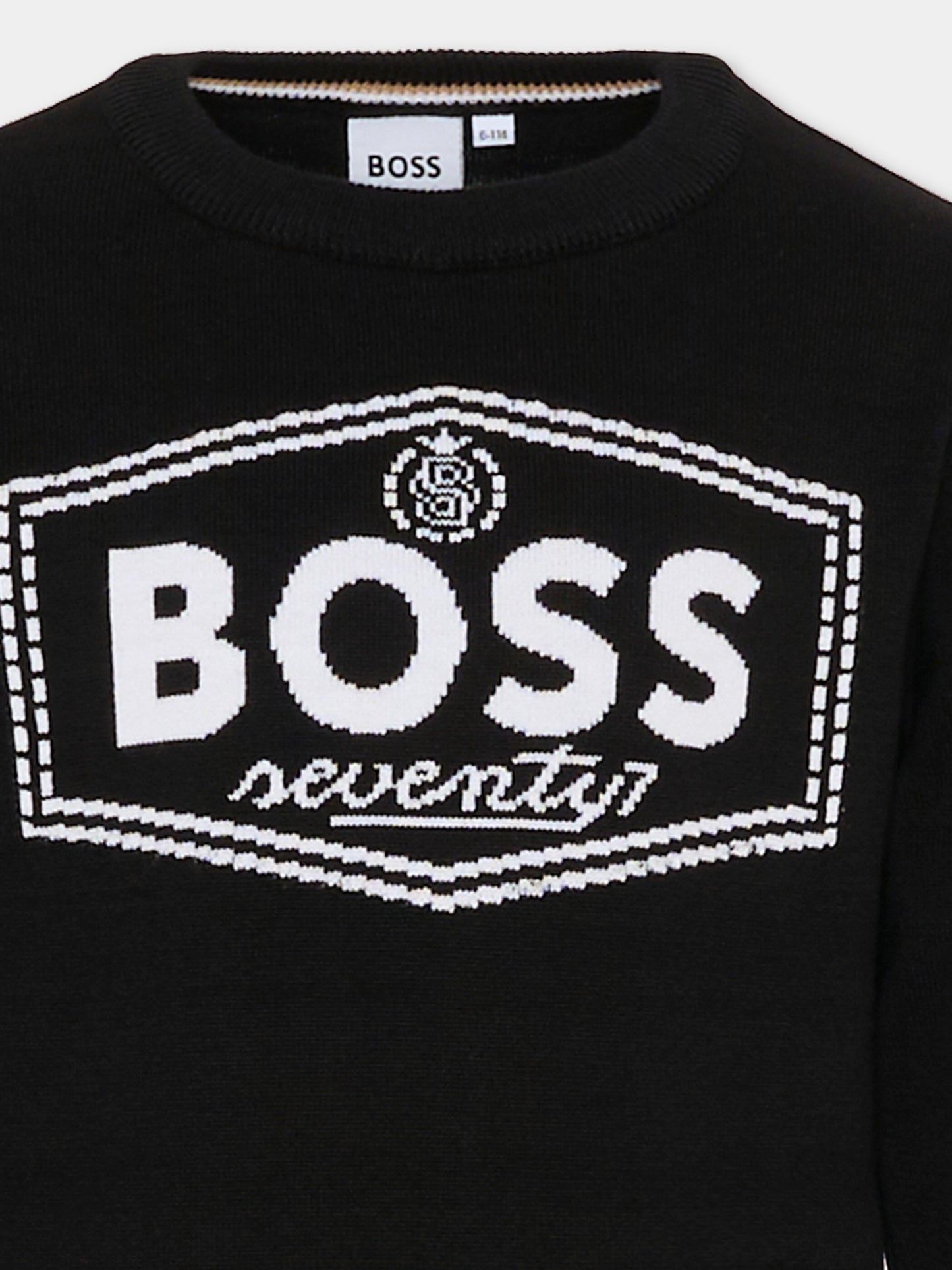 Maglione nero per bambino con logo,Boss,J51182 09B