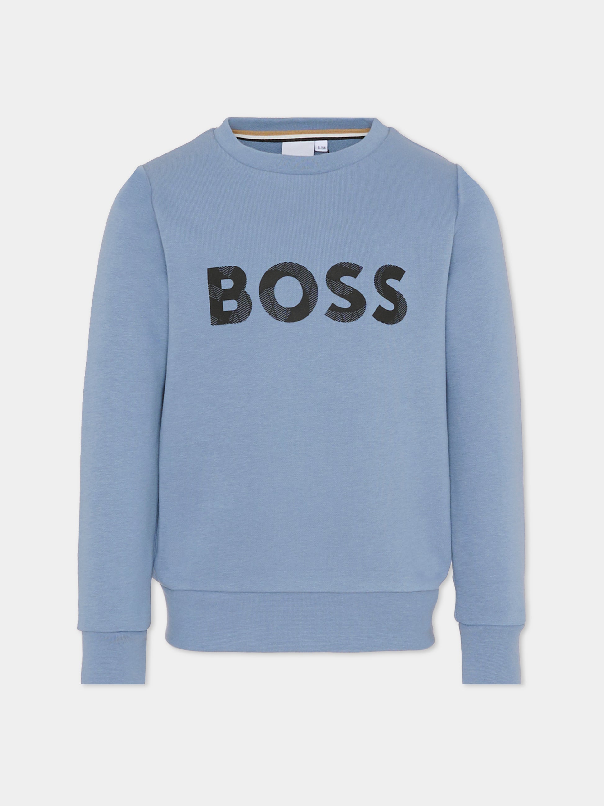 Felpa celeste per bambino con logo,Boss,J51191 049