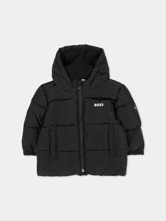 Piumino nero per neonato con logo,Boss,J51258 09B