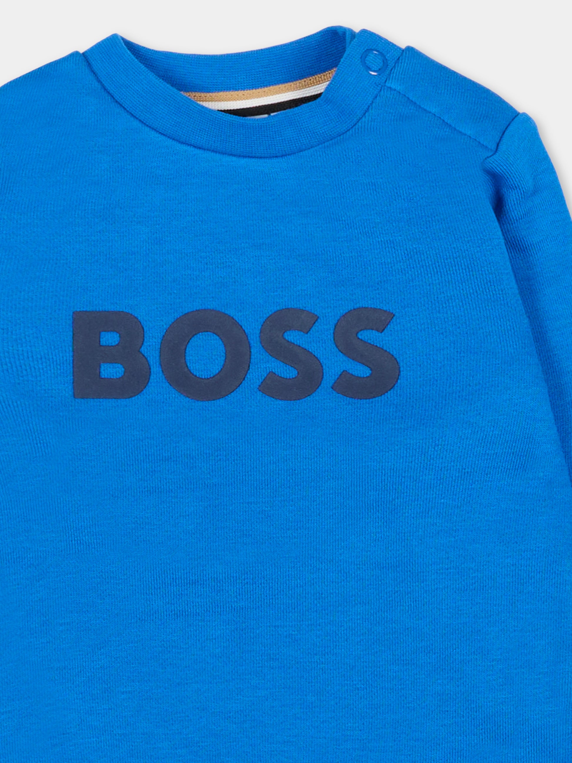 Felpa blu per neonato con logo,Boss,J51289 87A