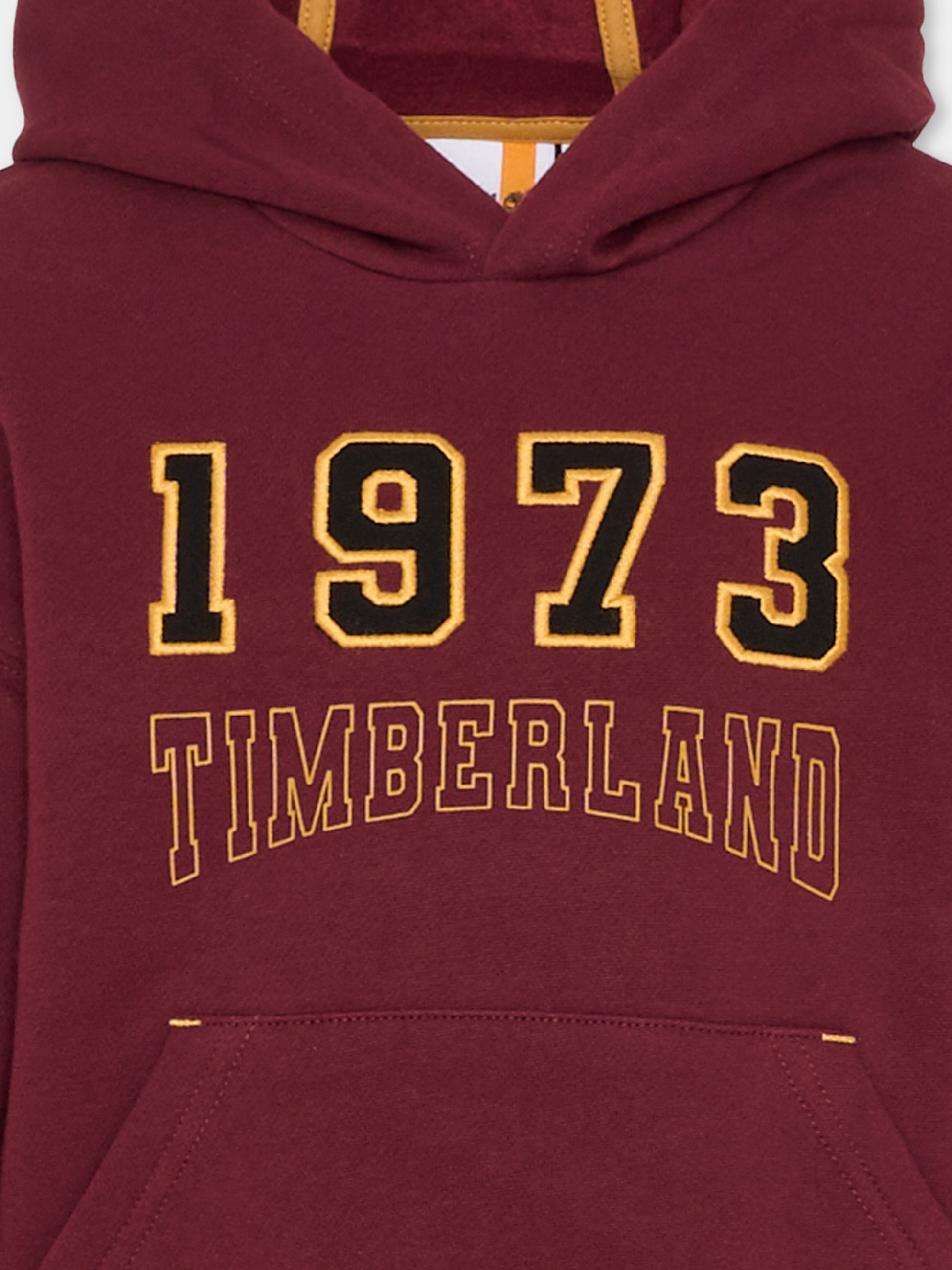 Felpa bordeaux per bambino con logo,Timberland,T60317 95A