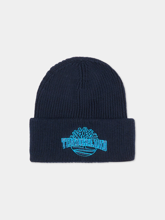 Berretto blu per bambino con logo,Timberland,T60360 83D