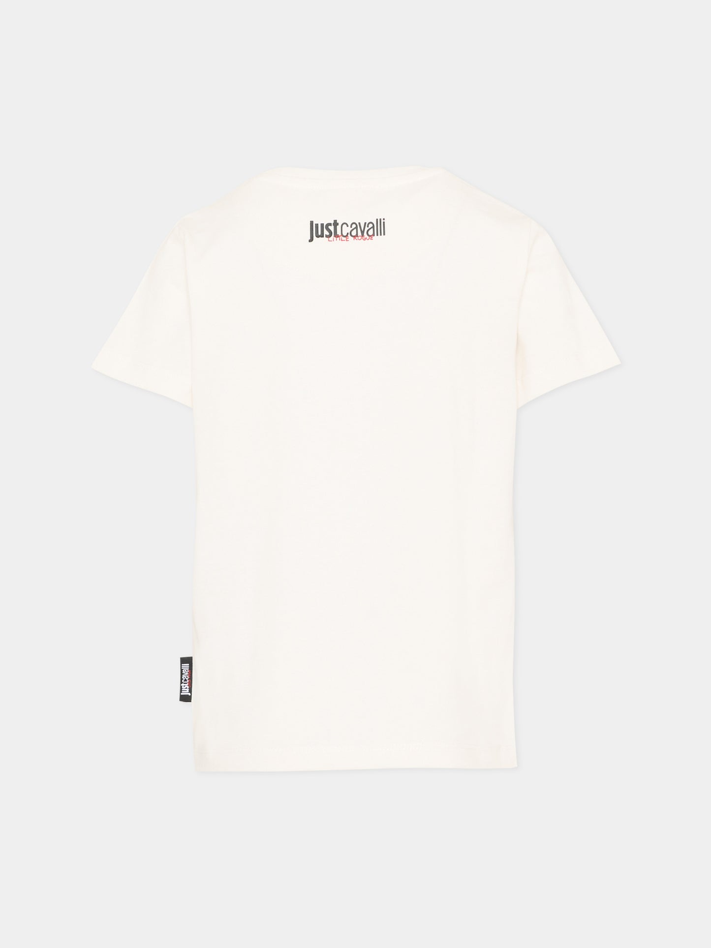 T-shirt avorio per bambino con logo,Just Cavalli Kids,JBP26014TS WHITE CLOUD DANCER