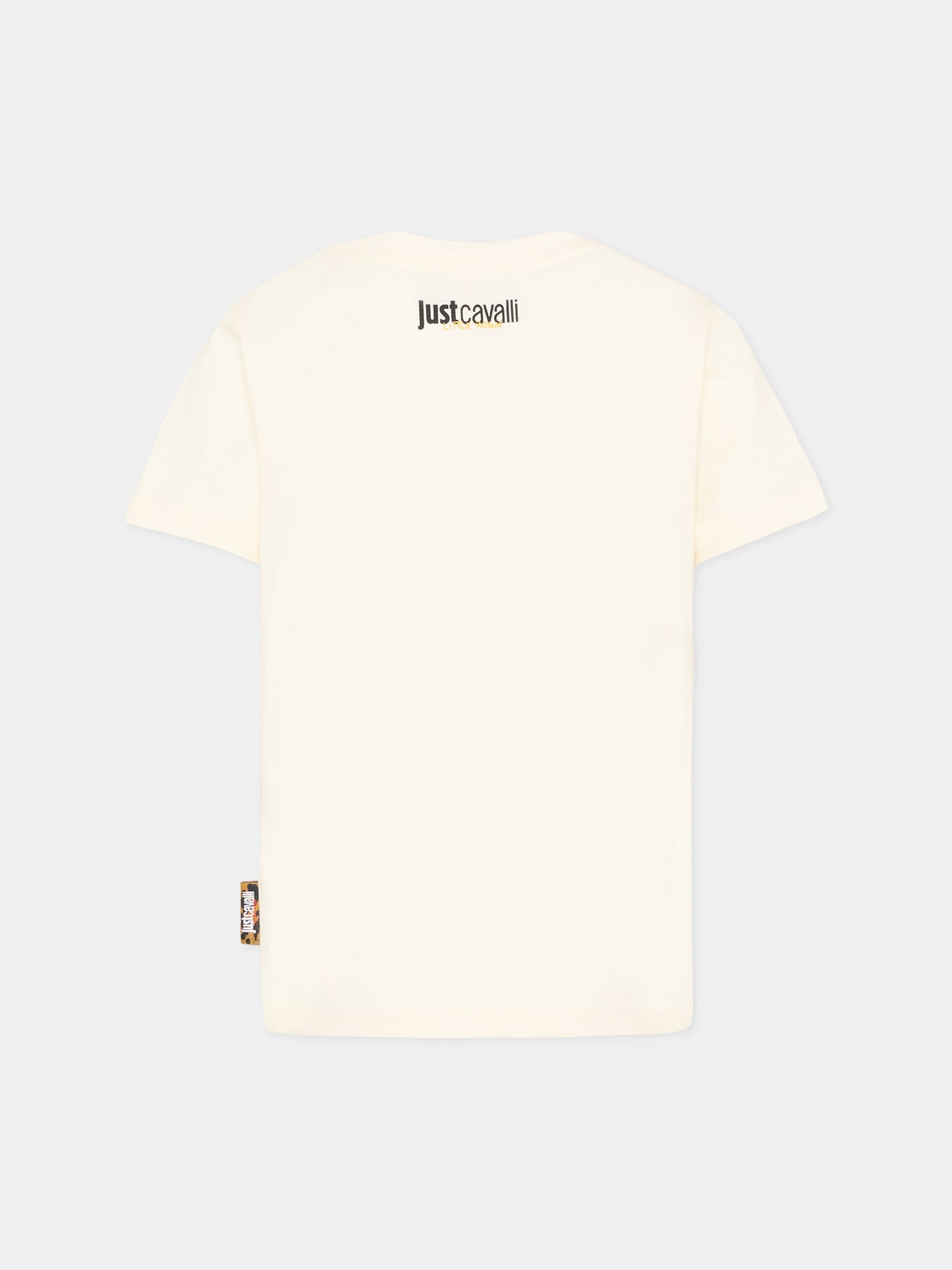 T-Shirt avorio per bambino con logo,Just Cavalli Kids,JBP26018TS PRISTINE