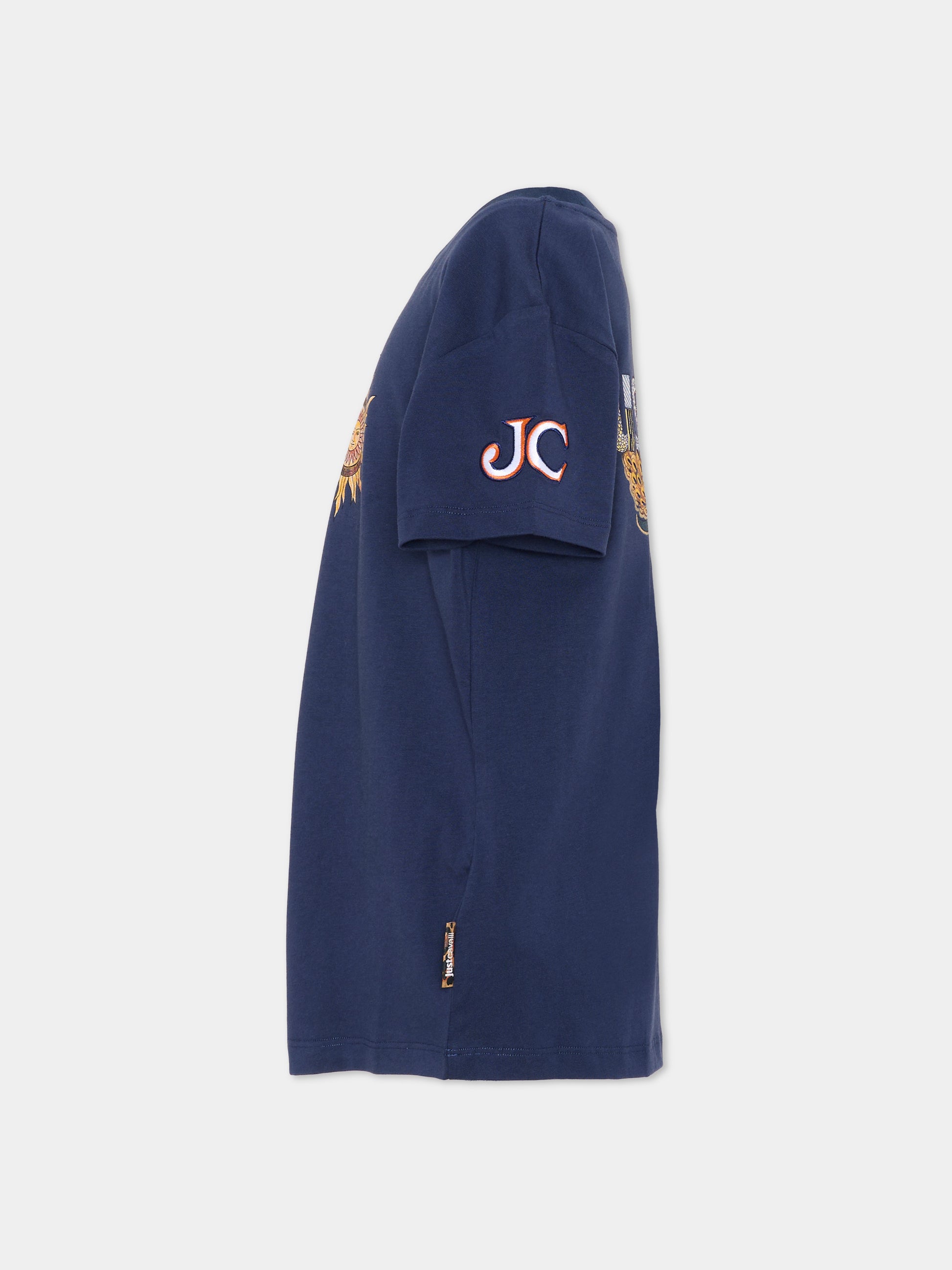 T-shirt azzurra per bambino con logo,Just Cavalli Kids,JBP26076TS BLUE BELLWHETHER