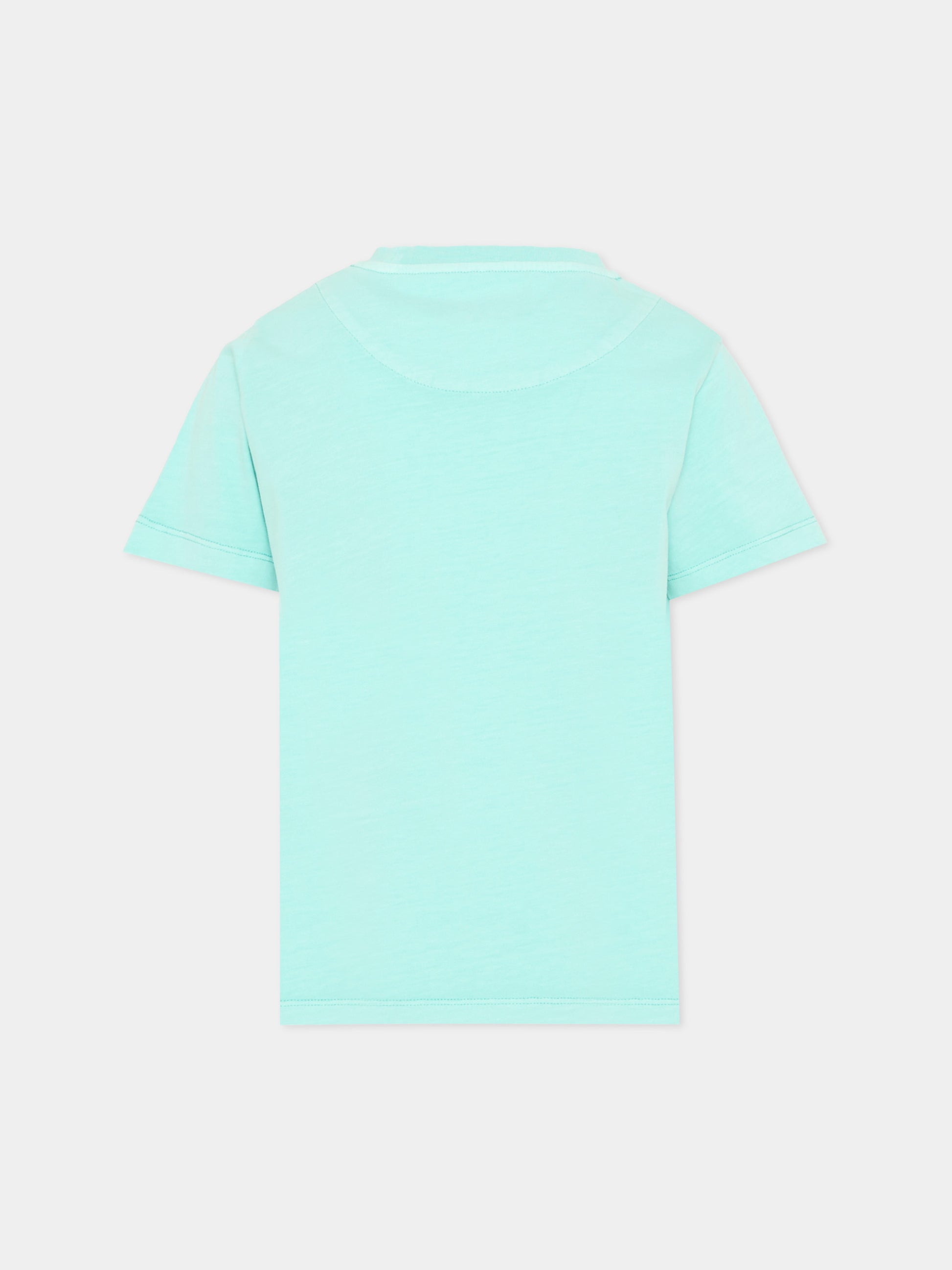 T-shirt verde per bambino con logo,Just Cavalli Kids,JBP26183TS GREEN OCEAN WAVE