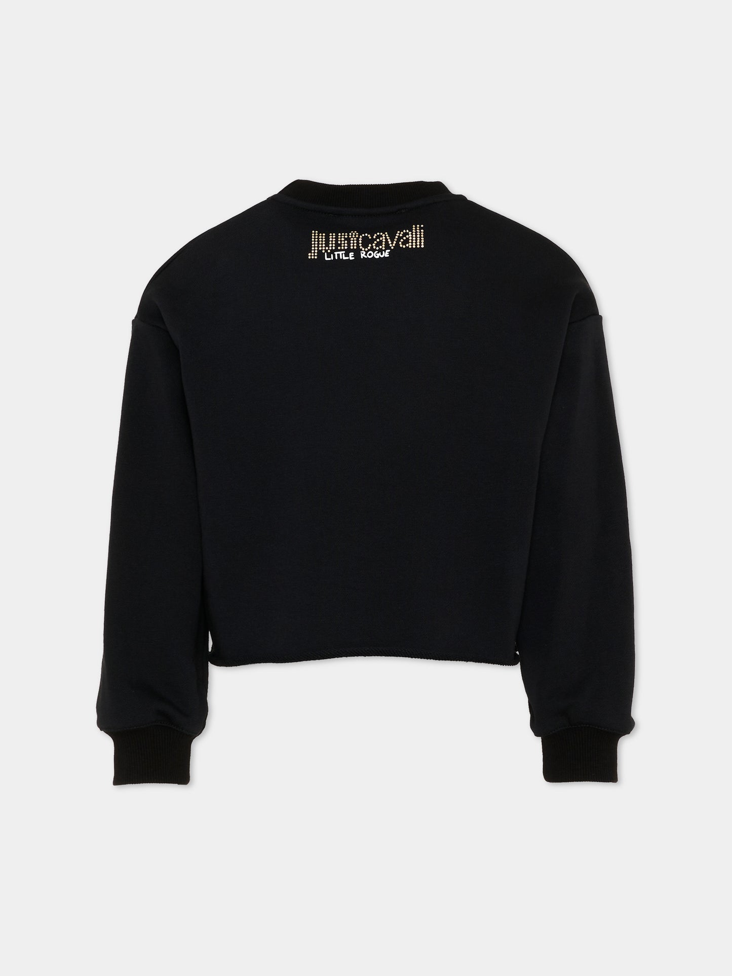 Felpa nera per bambina con logo strass,Just Cavalli Kids,JGP26174FE BLACK