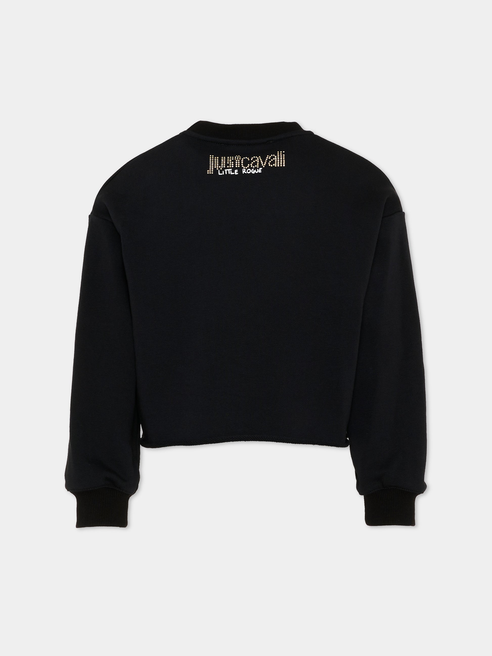 Felpa nera per bambina con logo strass,Just Cavalli Kids,JGP26174FE BLACK