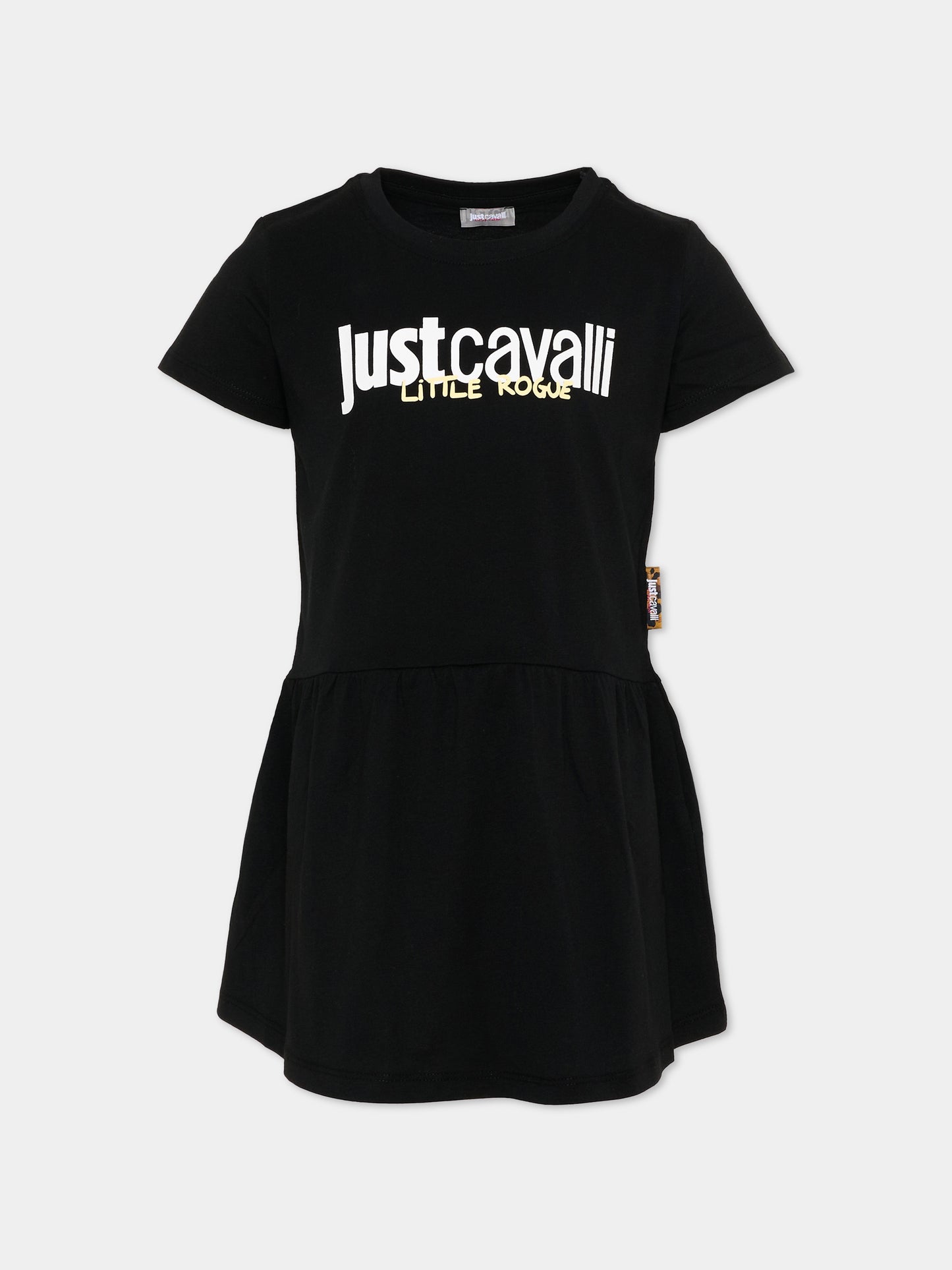 Vestito nero per bambina con logo,Just Cavalli Kids,JIP26026VE BLACK