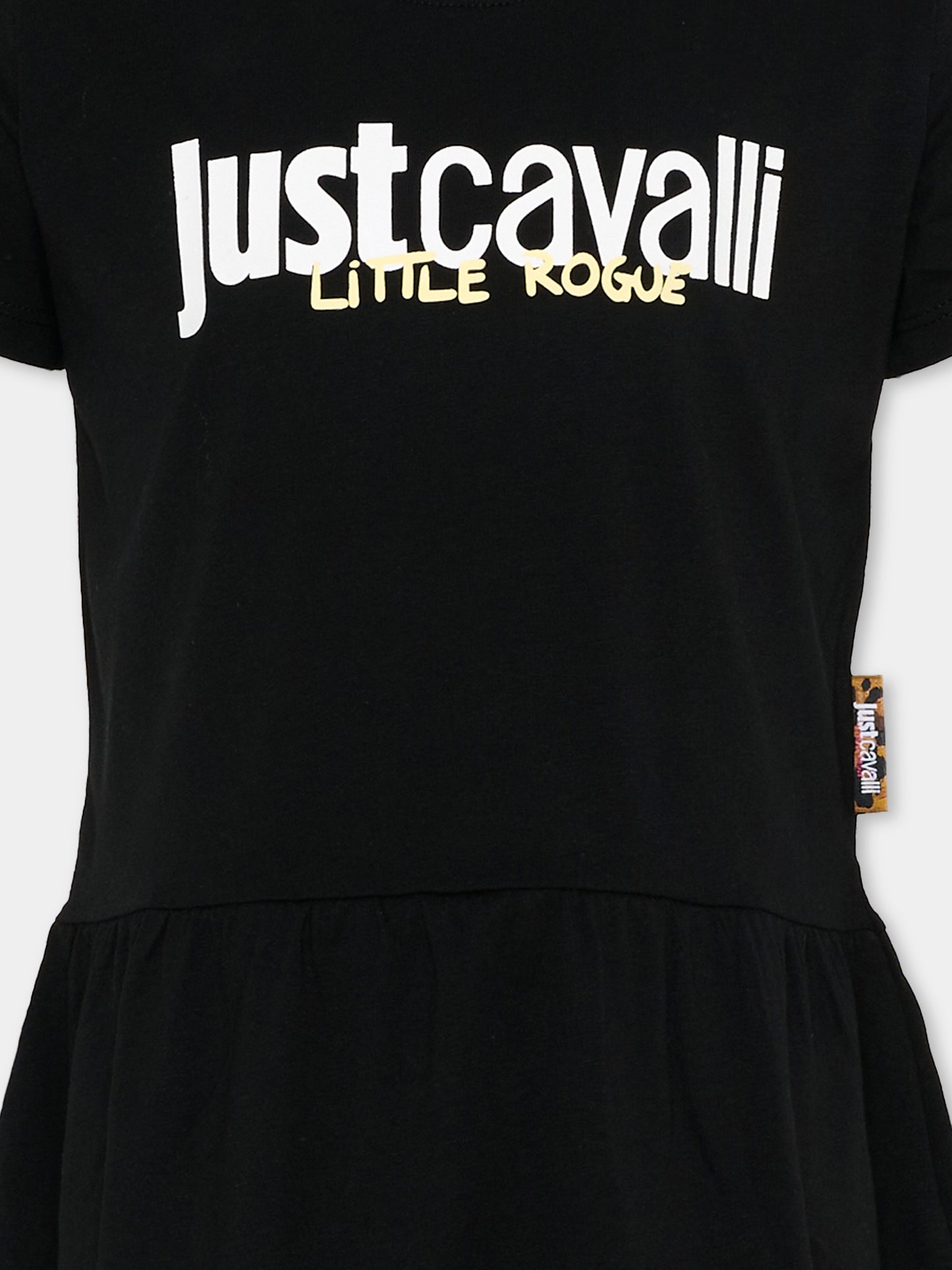 Vestito nero per bambina con logo,Just Cavalli Kids,JIP26026VE BLACK