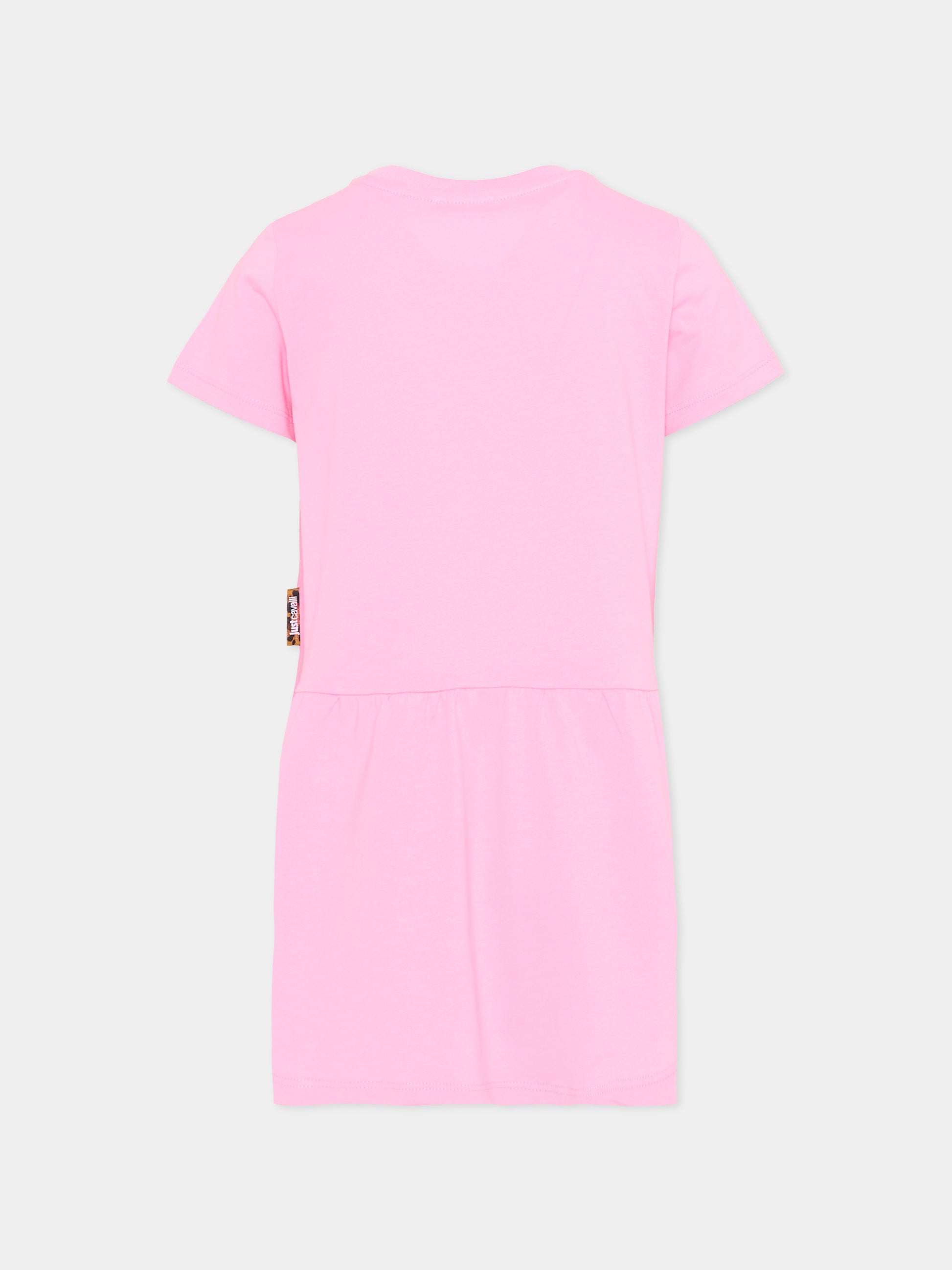 Vestito rosa per bambina con logo,Just Cavalli Kids,JIP26026VE PINK BEGONIA